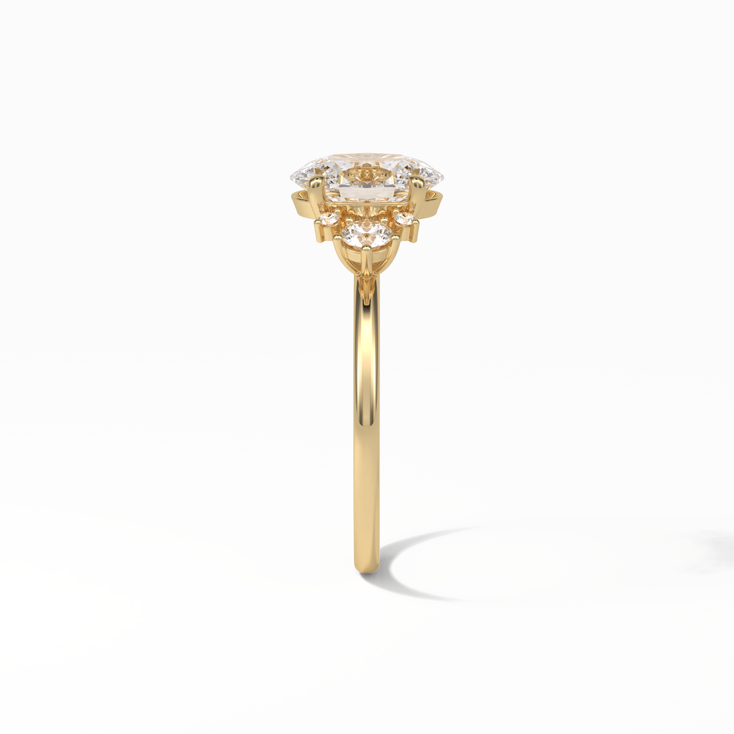 Oval Three Stones Lab Grown Diamond Engagement Ring