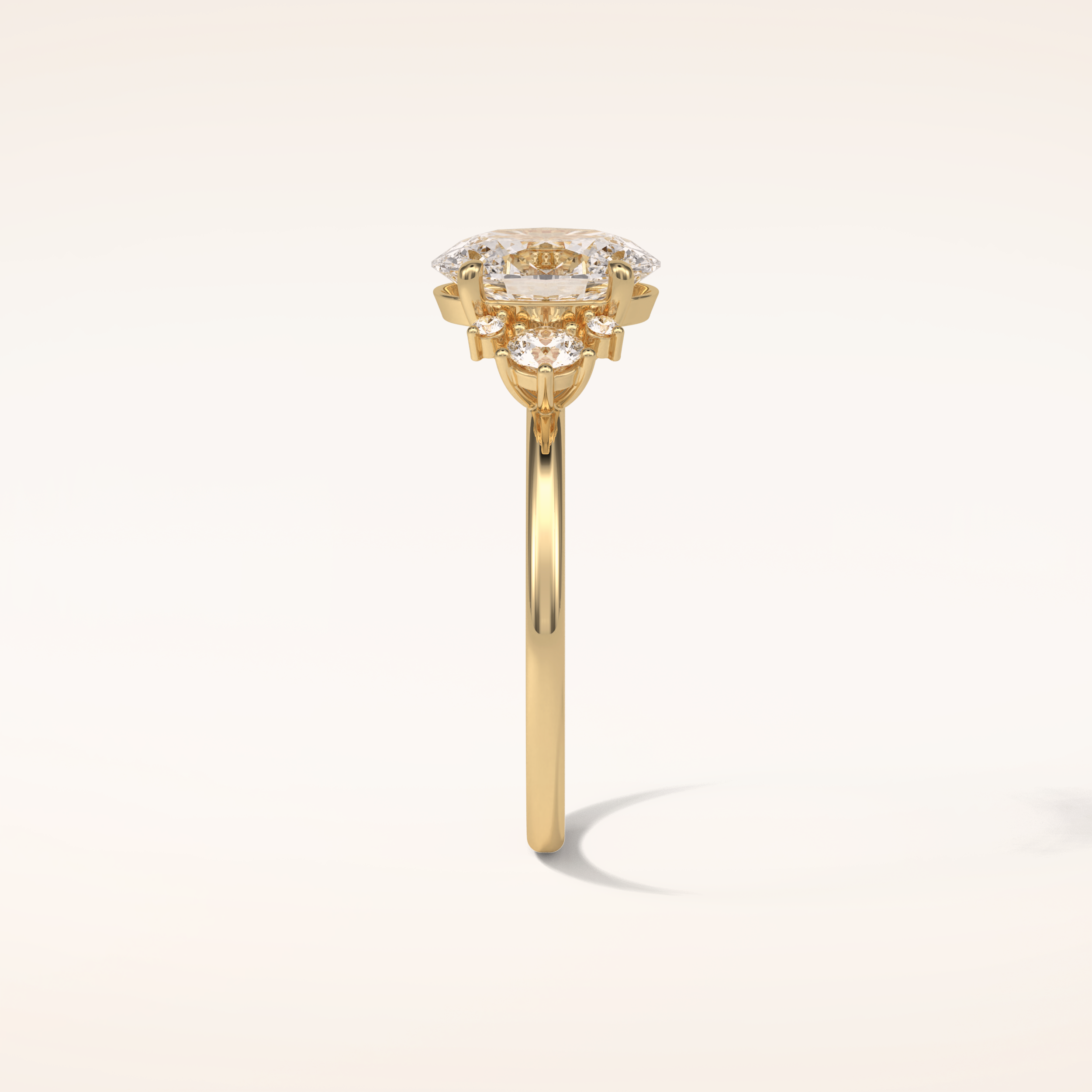 1.91 CT Oval Shaped Cluster Moissanite Engagement Ring