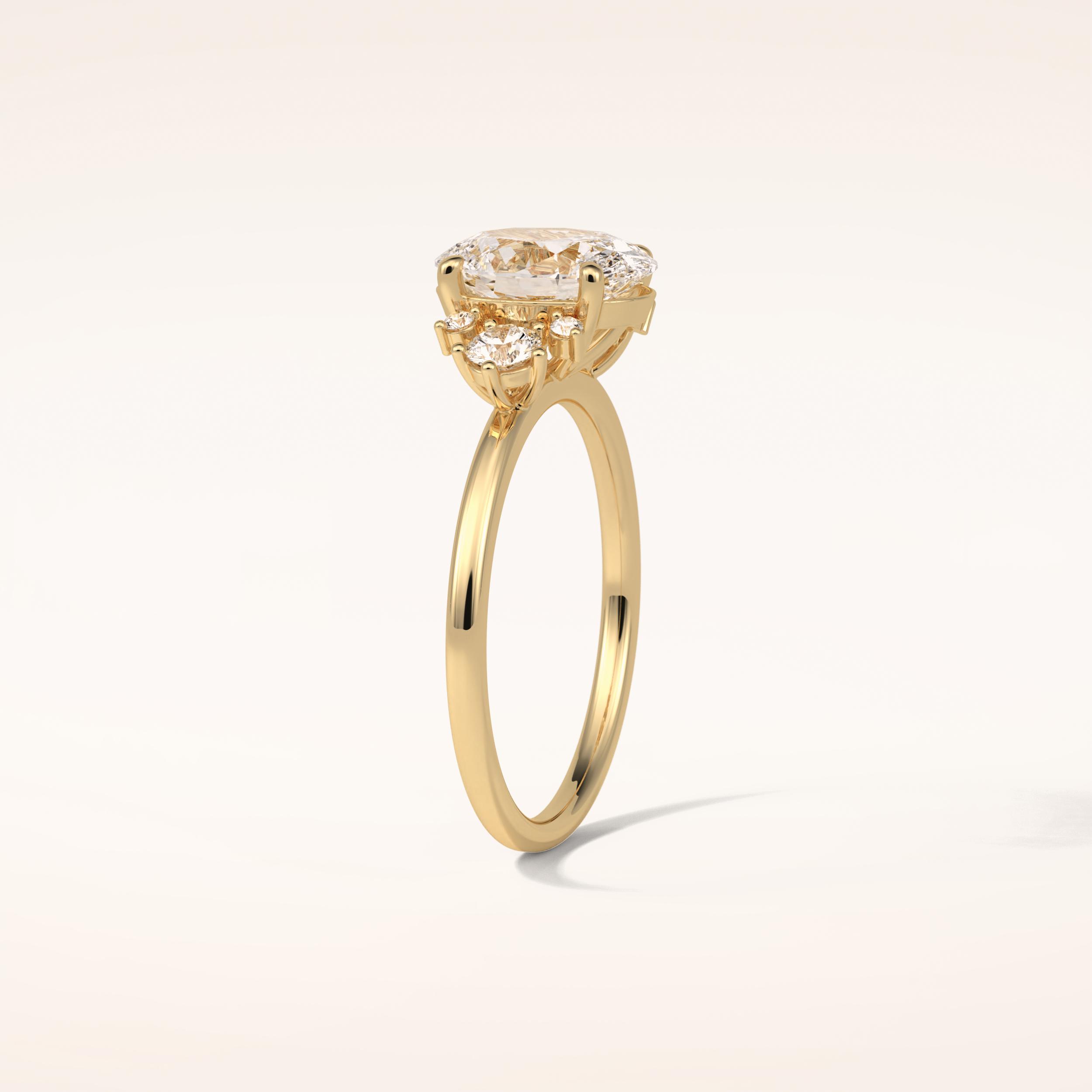 1.91 CT Oval Shaped Cluster Moissanite Engagement Ring