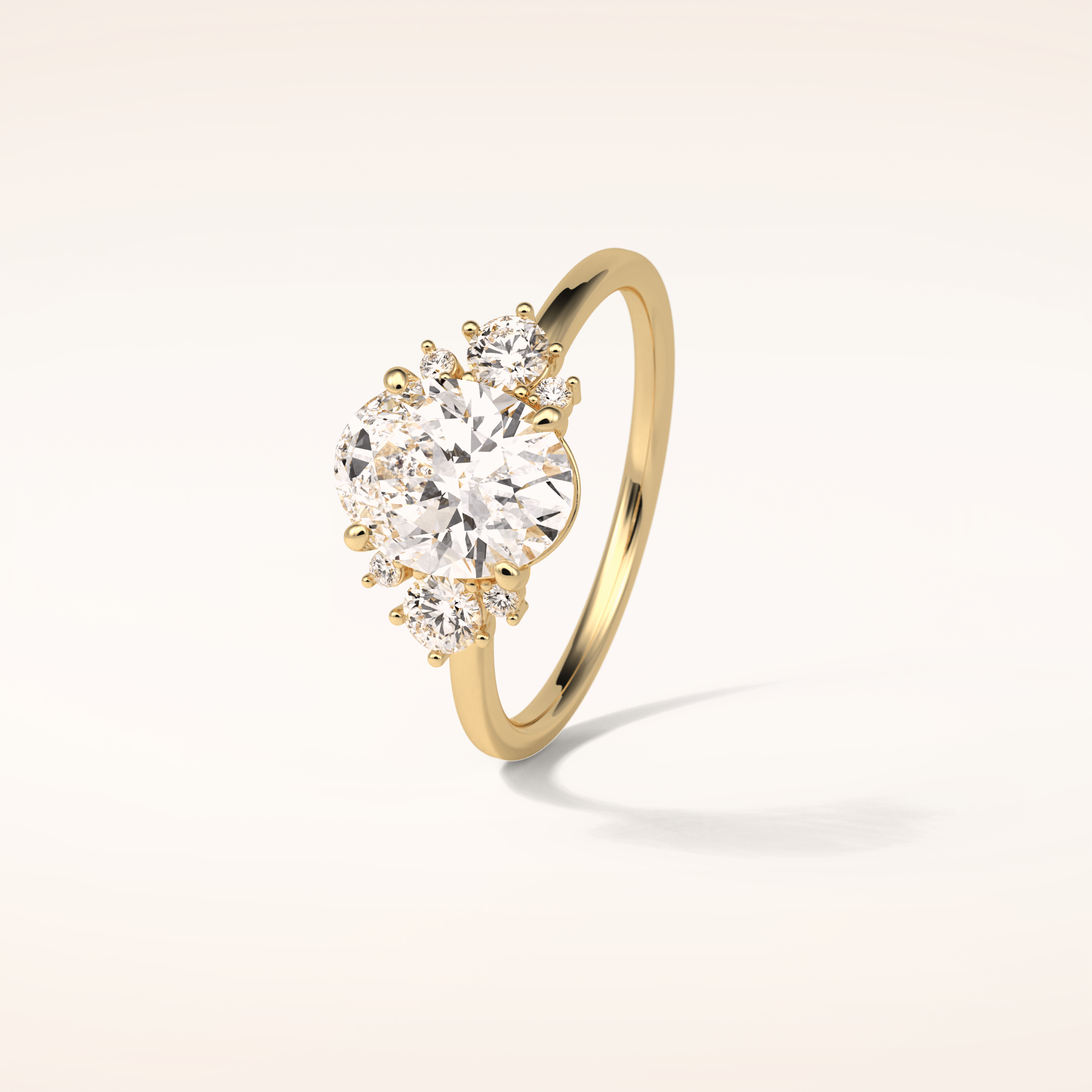 1.91 CT Oval Shaped Cluster Moissanite Engagement Ring