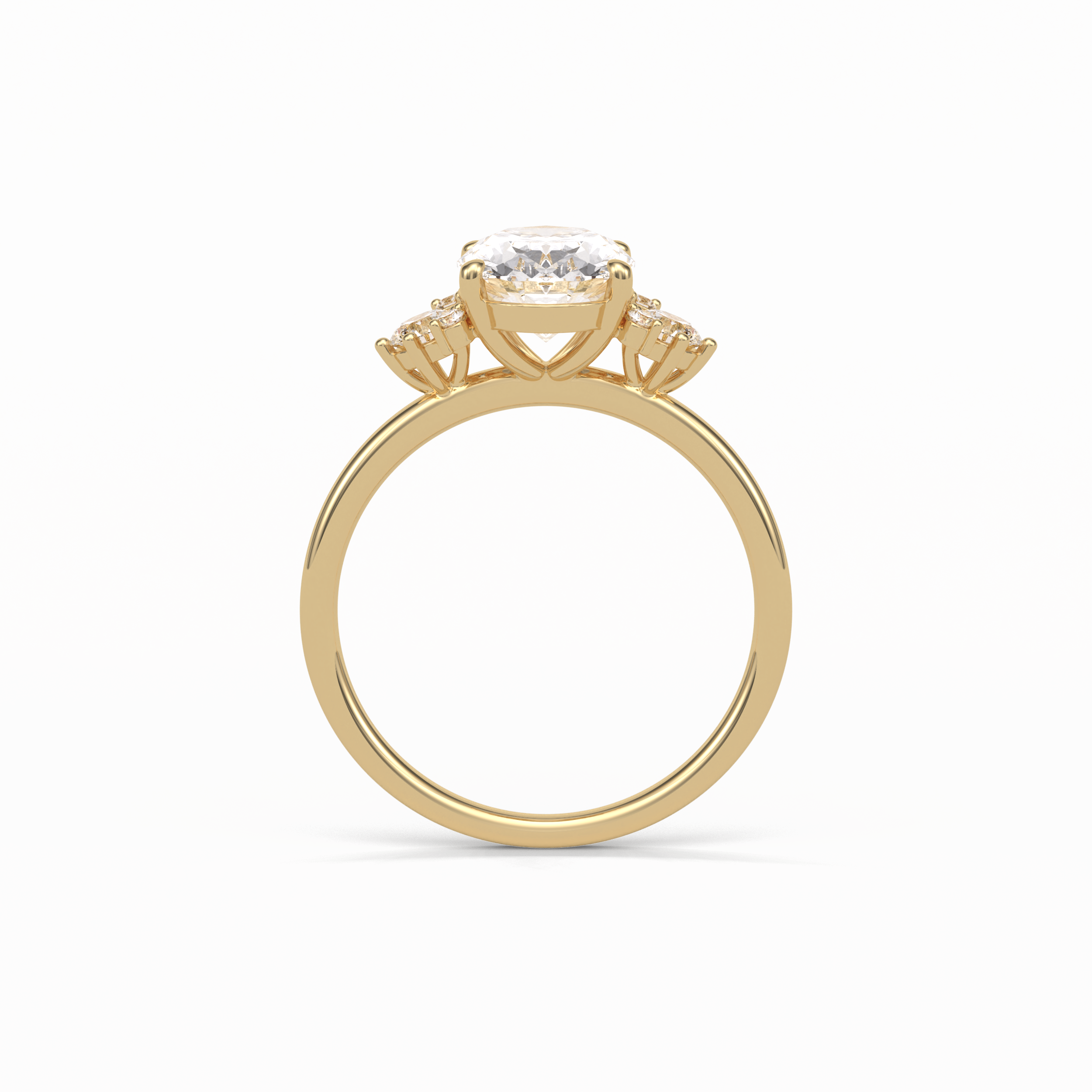 Oval Three Stones Lab Grown Diamond Engagement Ring