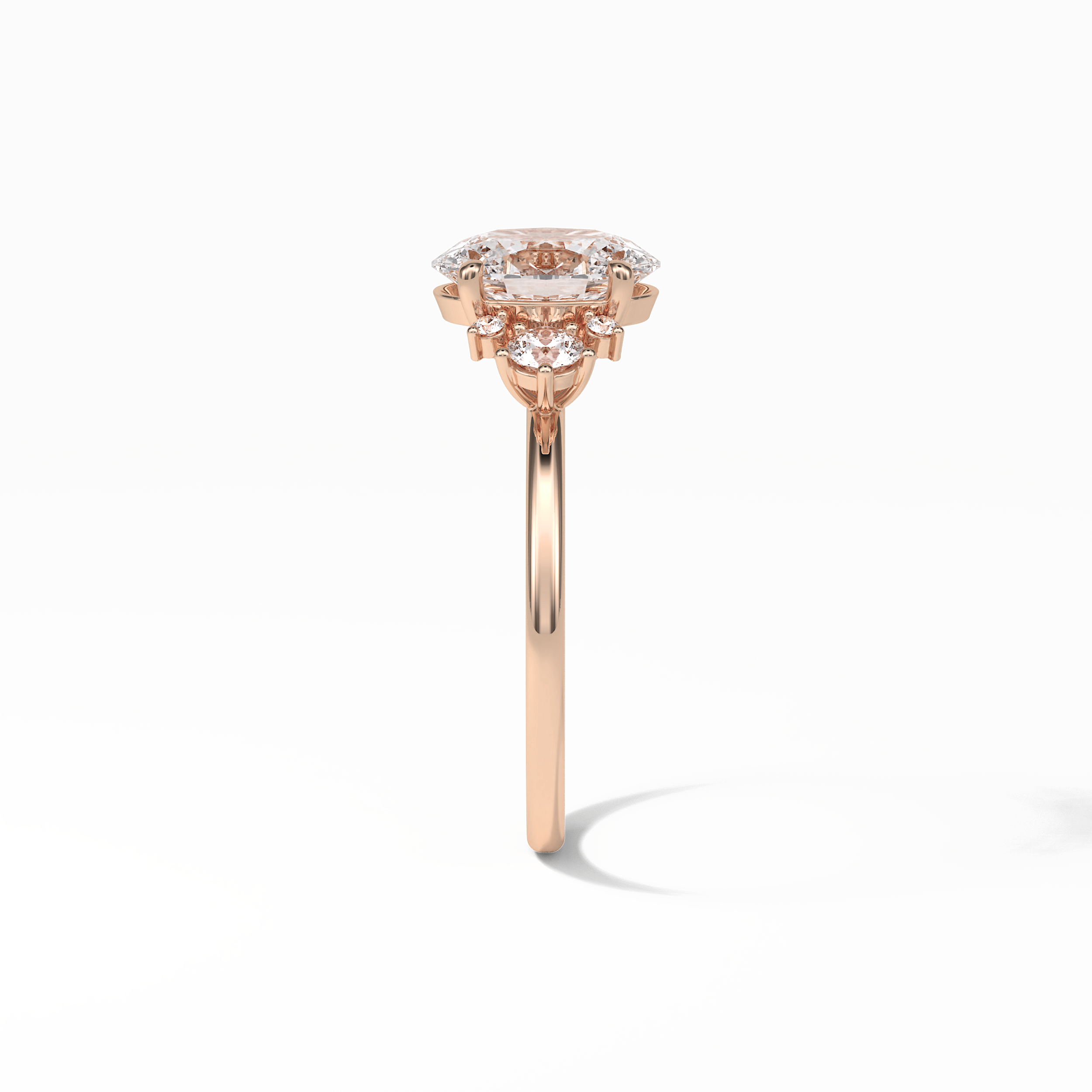 Oval Three Stones Lab Grown Diamond Engagement Ring
