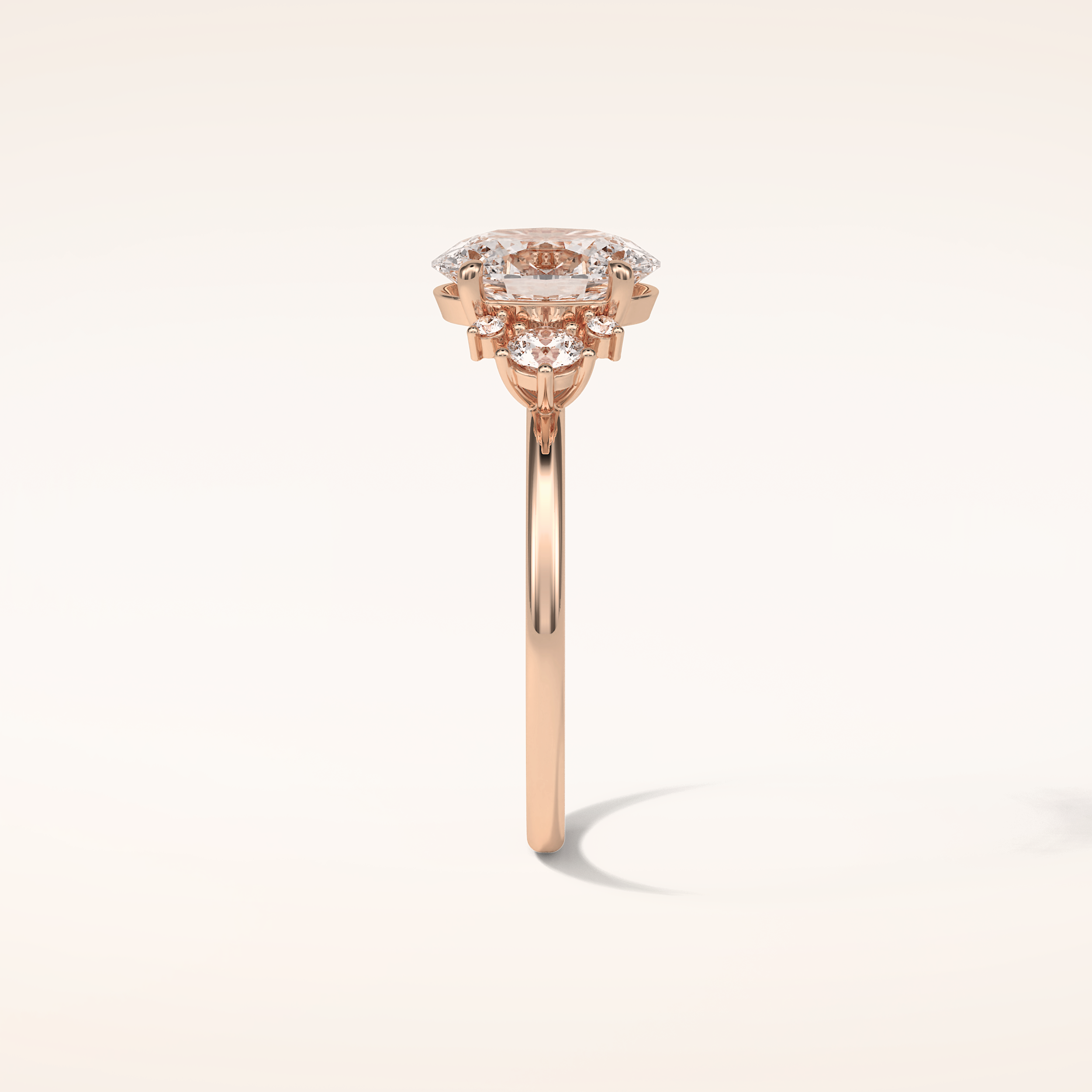 1.91 CT Oval Shaped Cluster Moissanite Engagement Ring