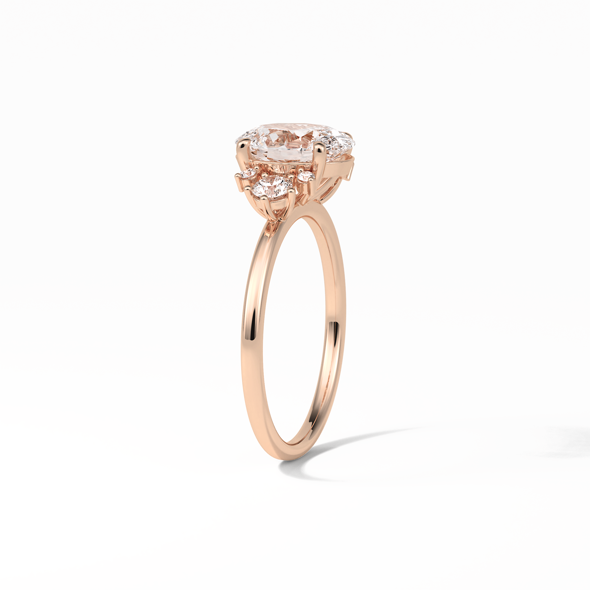 Oval Three Stones Lab Grown Diamond Engagement Ring