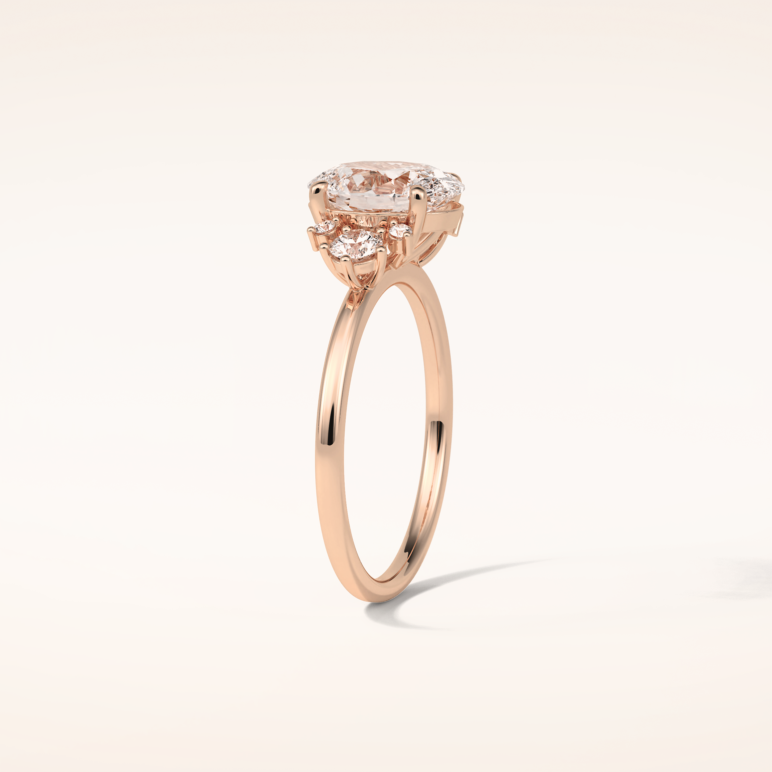 1.91 CT Oval Shaped Cluster Moissanite Engagement Ring