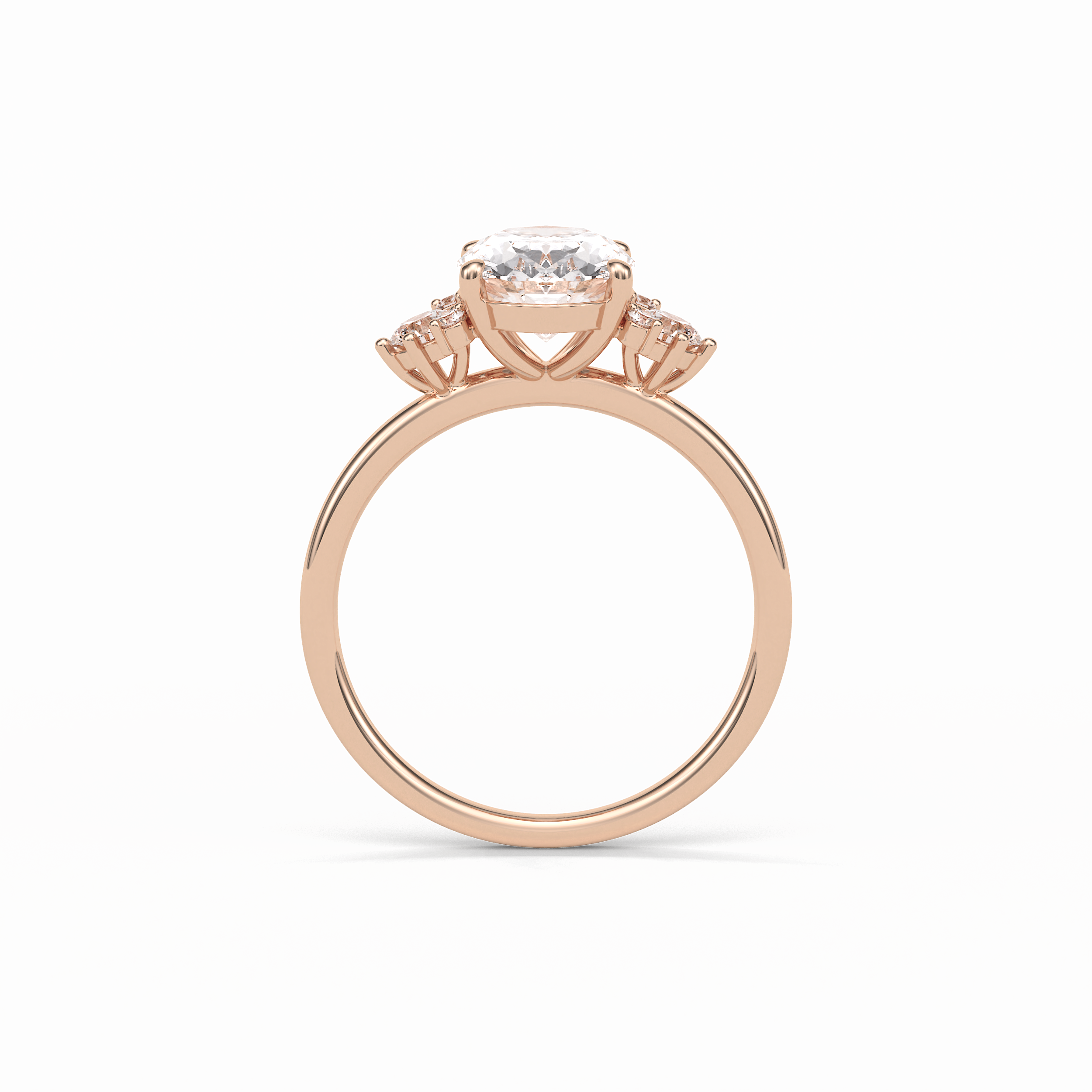 Oval Three Stones Lab Grown Diamond Engagement Ring