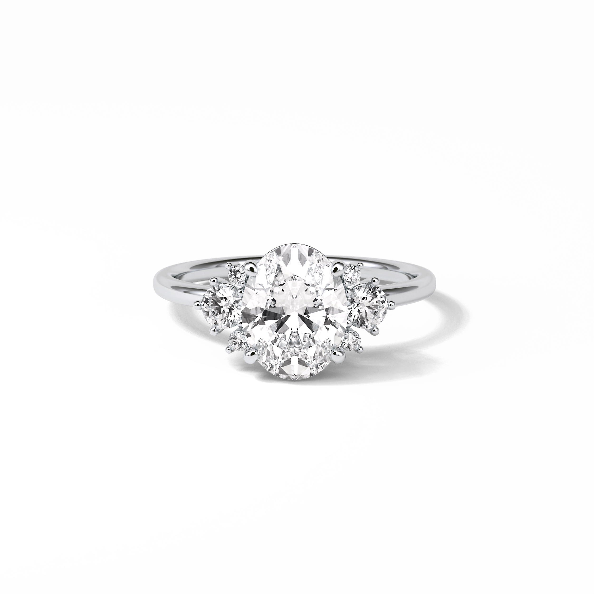 Oval Three Stones Lab Grown Diamond Engagement Ring