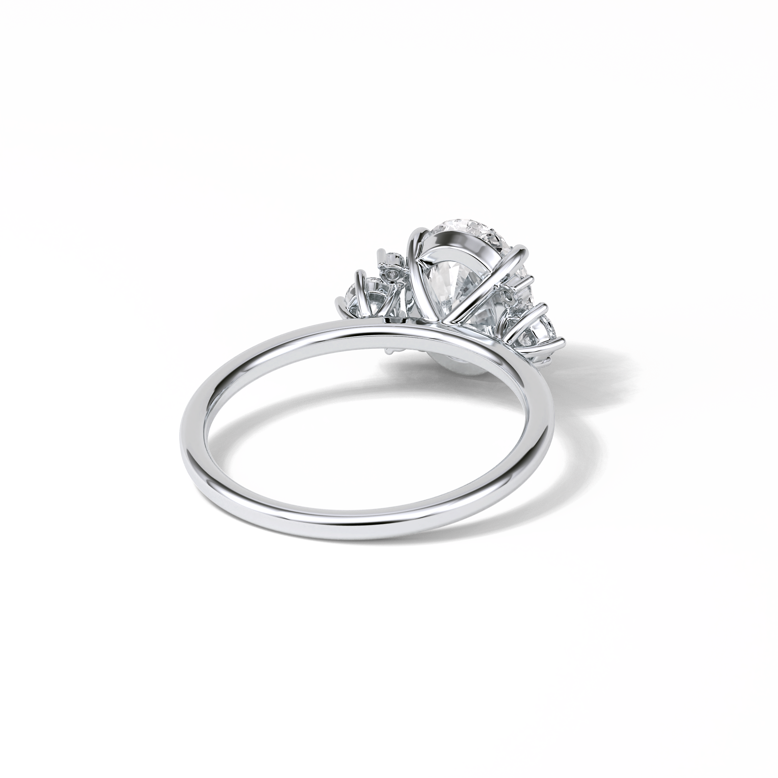 Oval Three Stones Lab Grown Diamond Engagement Ring