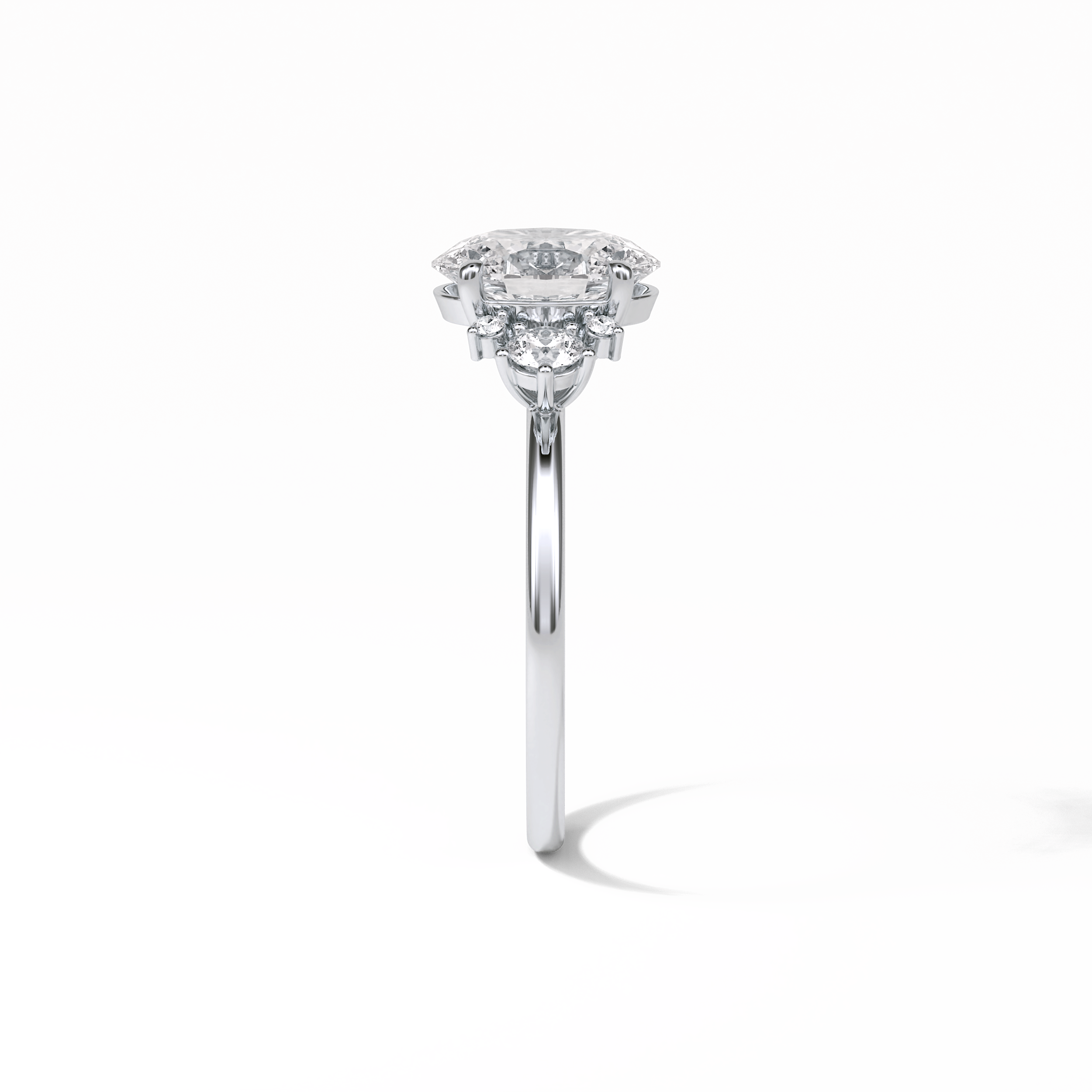 Oval Three Stones Lab Grown Diamond Engagement Ring