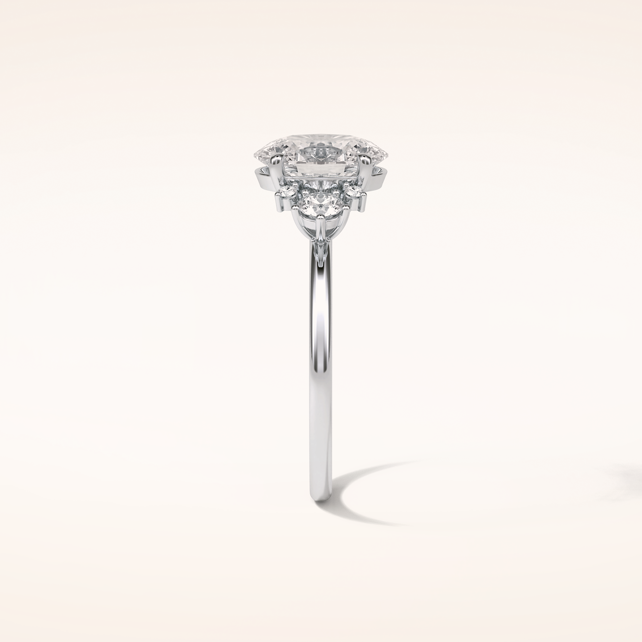 1.91 CT Oval Shaped Cluster Moissanite Engagement Ring