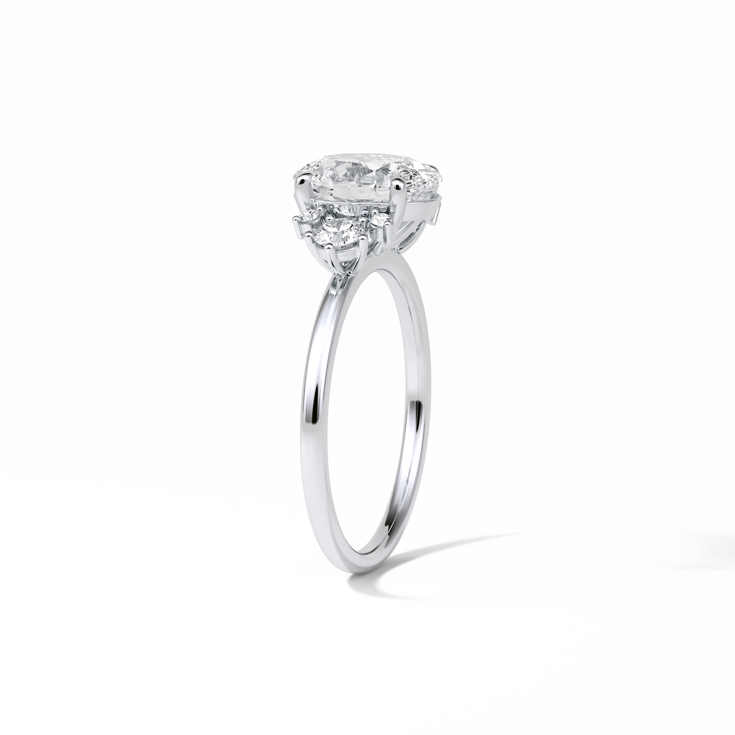 Oval Three Stones Lab Grown Diamond Engagement Ring
