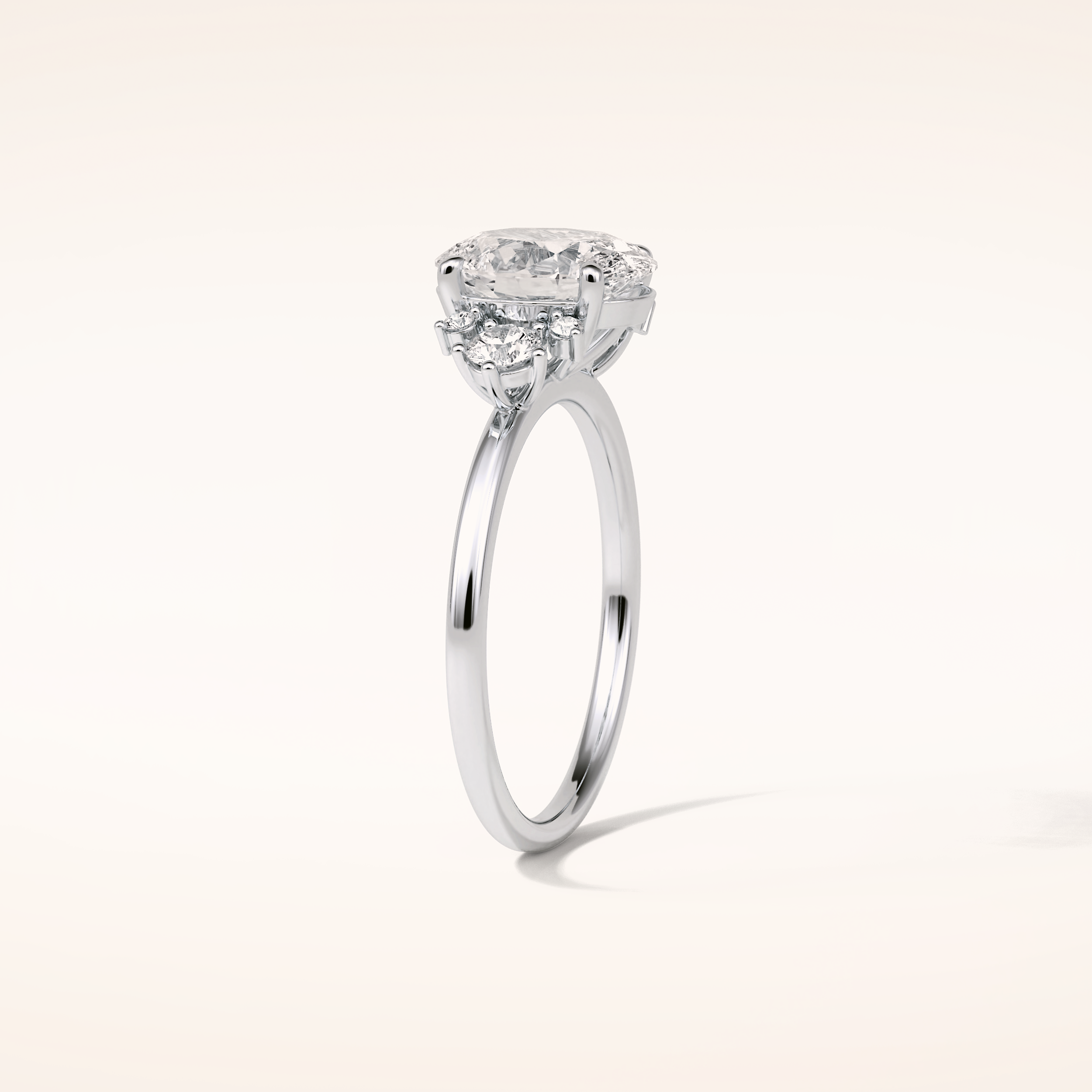 1.91 CT Oval Shaped Cluster Moissanite Engagement Ring