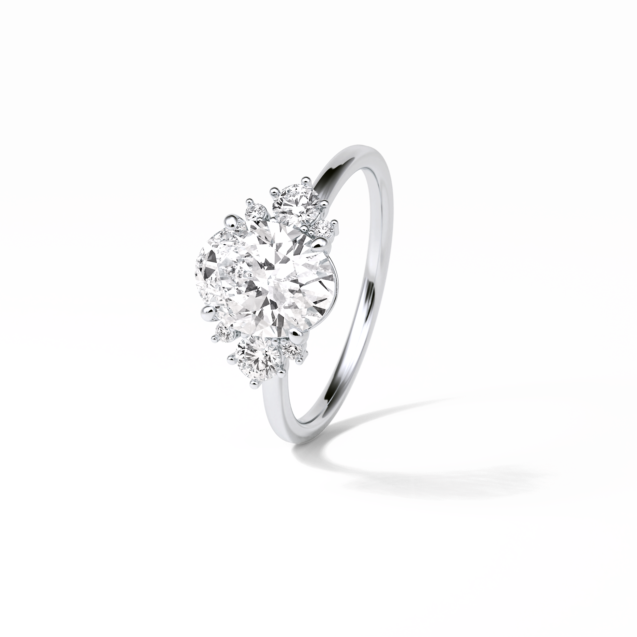 Oval Three Stones Lab Grown Diamond Engagement Ring