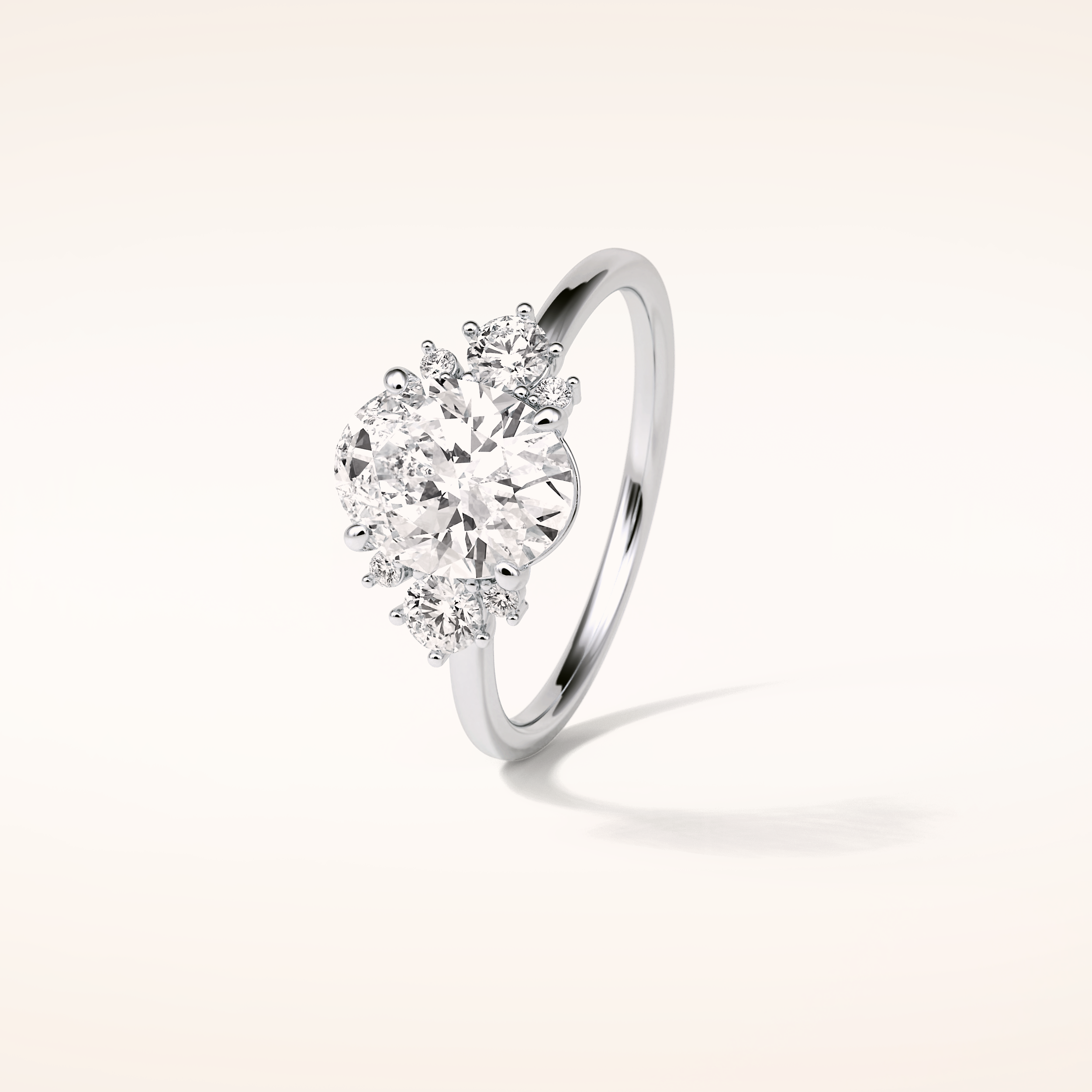 1.91 CT Oval Shaped Cluster Moissanite Engagement Ring