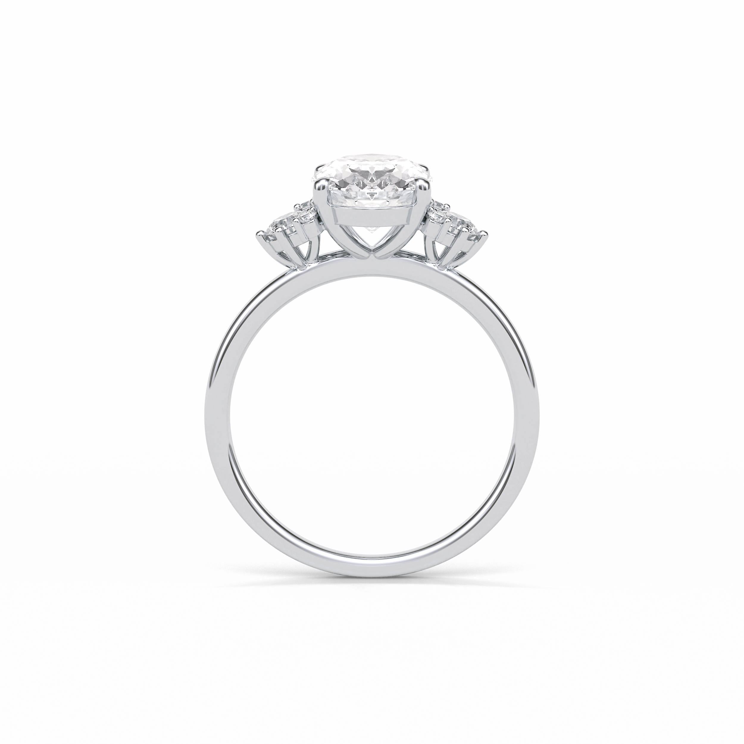 Oval Three Stones Lab Grown Diamond Engagement Ring