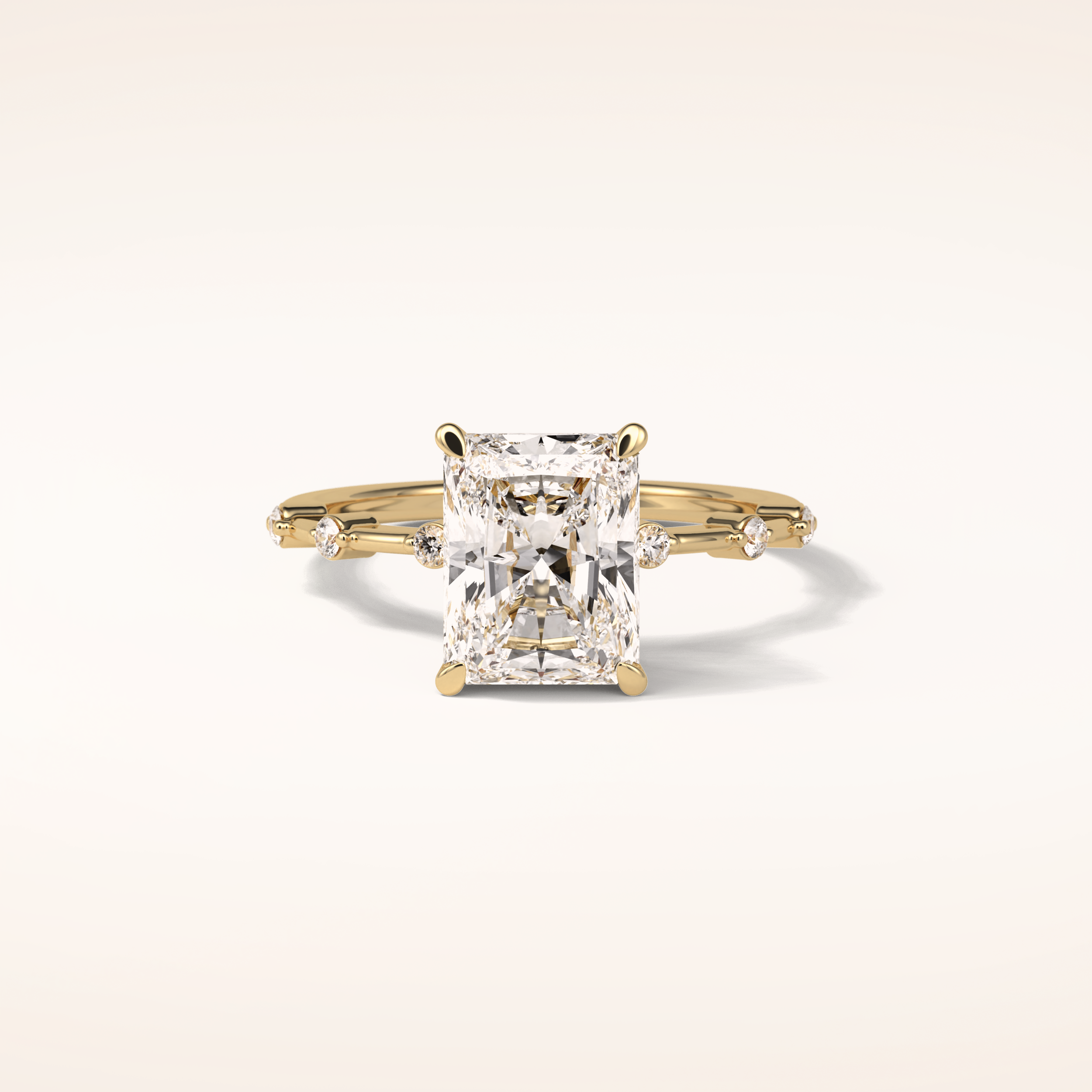 2.43 CT Radiant Shaped Dainty Pave Moissanite Engagement Ring