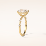 2.43 CT Radiant Shaped Dainty Pave Moissanite Engagement Ring