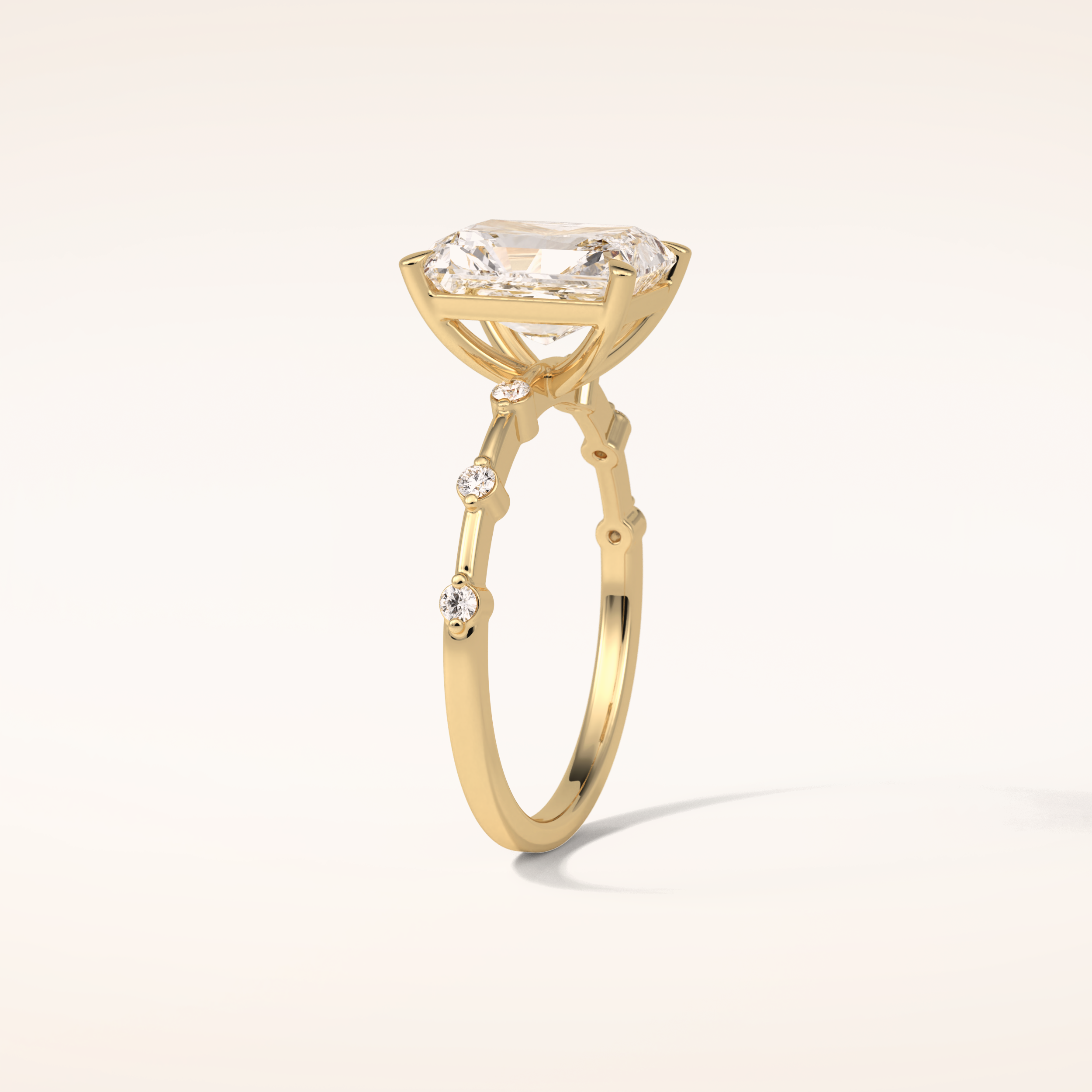 2.43 CT Radiant Shaped Dainty Pave Moissanite Engagement Ring