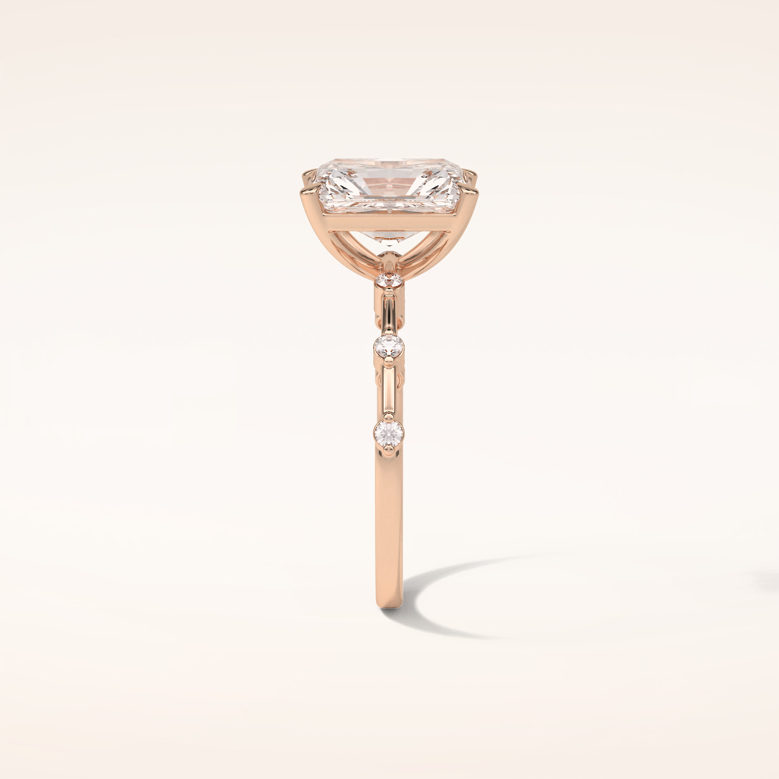 2.43 CT Radiant Shaped Dainty Pave Moissanite Engagement Ring