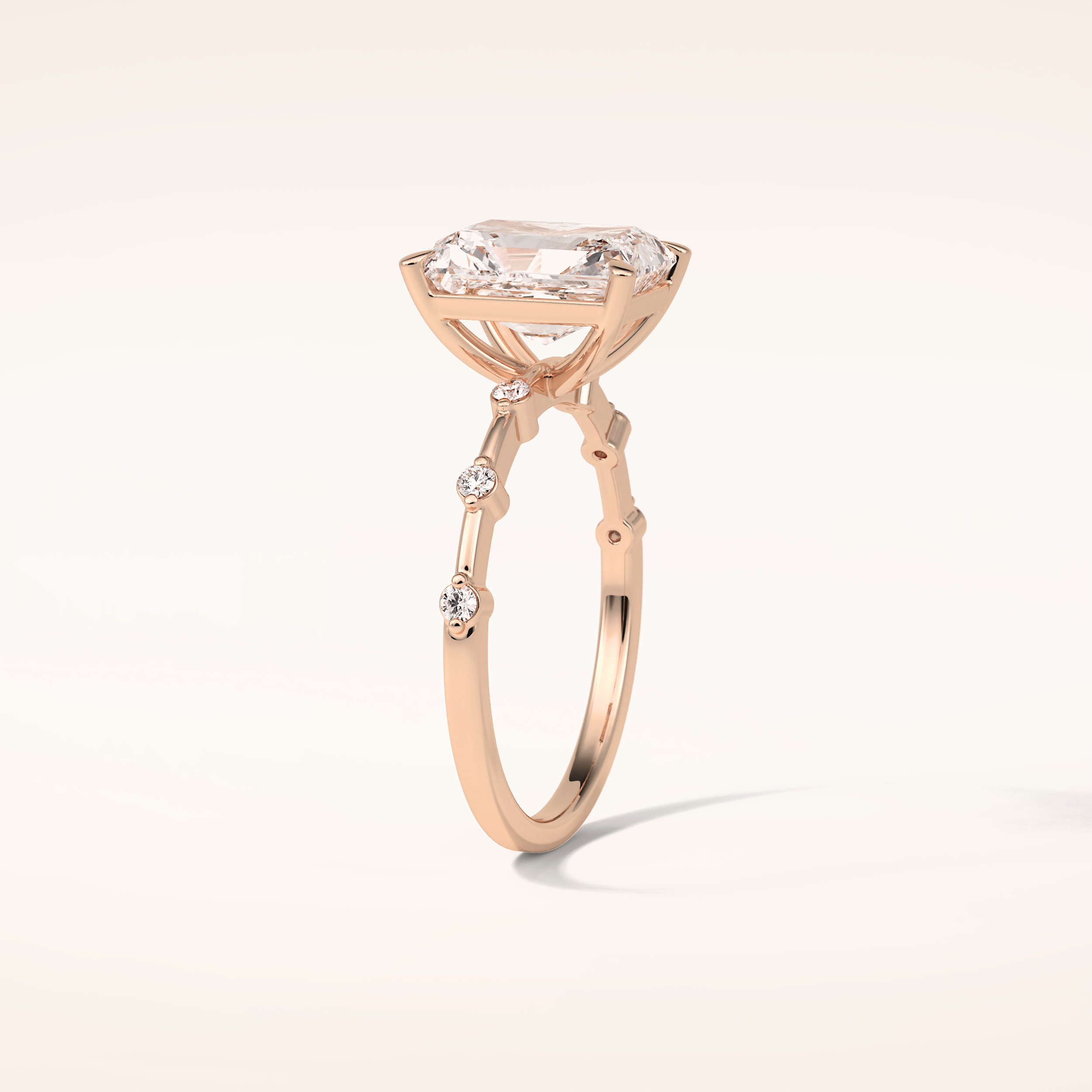 2.43 CT Radiant Shaped Dainty Pave Moissanite Engagement Ring