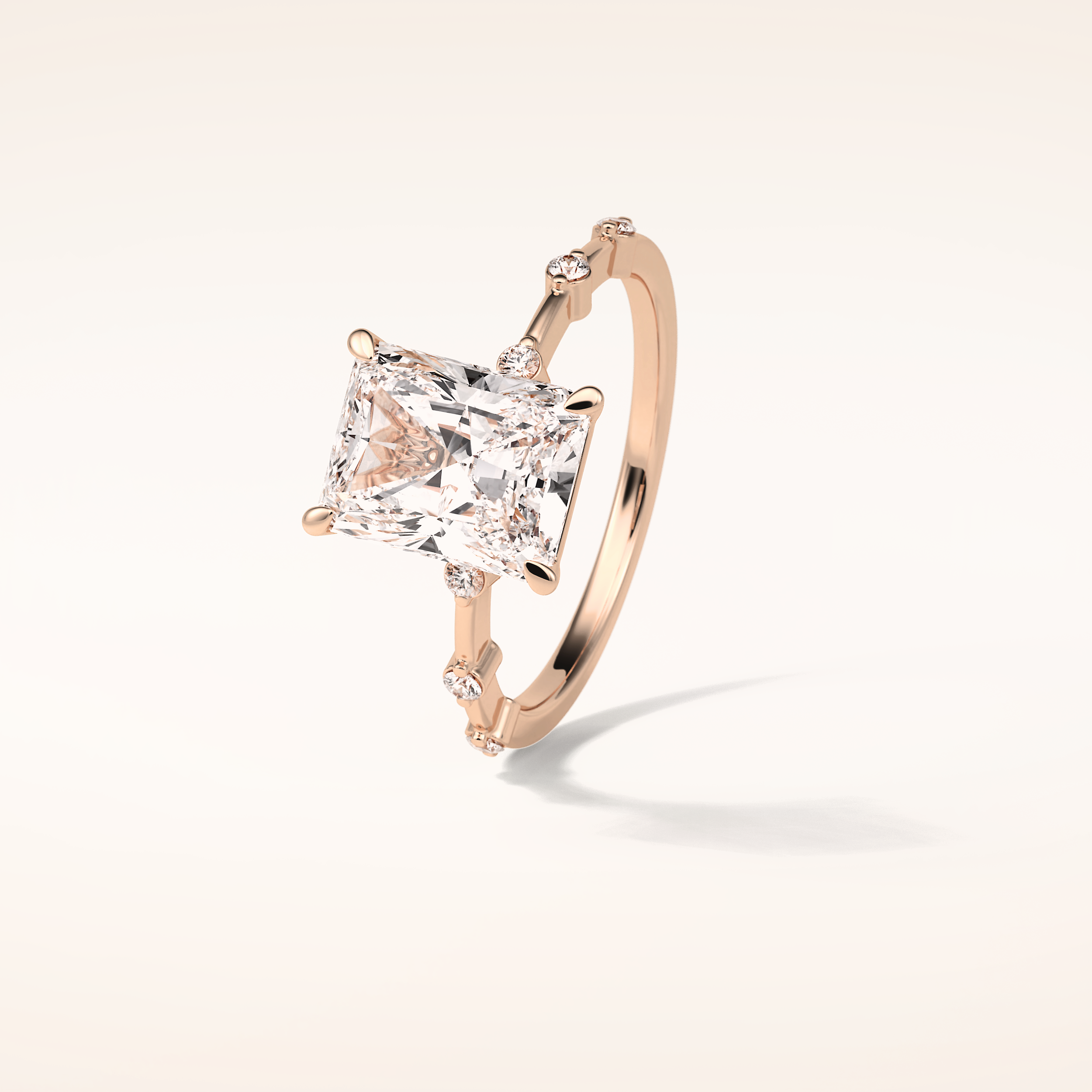 2.43 CT Radiant Shaped Dainty Pave Moissanite Engagement Ring