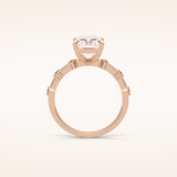 2.43 CT Radiant Shaped Dainty Pave Moissanite Engagement Ring