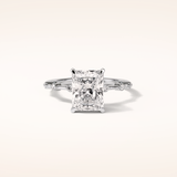 2.43 CT Radiant Shaped Dainty Pave Moissanite Engagement Ring