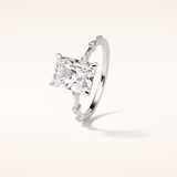 2.43 CT Radiant Shaped Dainty Pave Moissanite Engagement Ring
