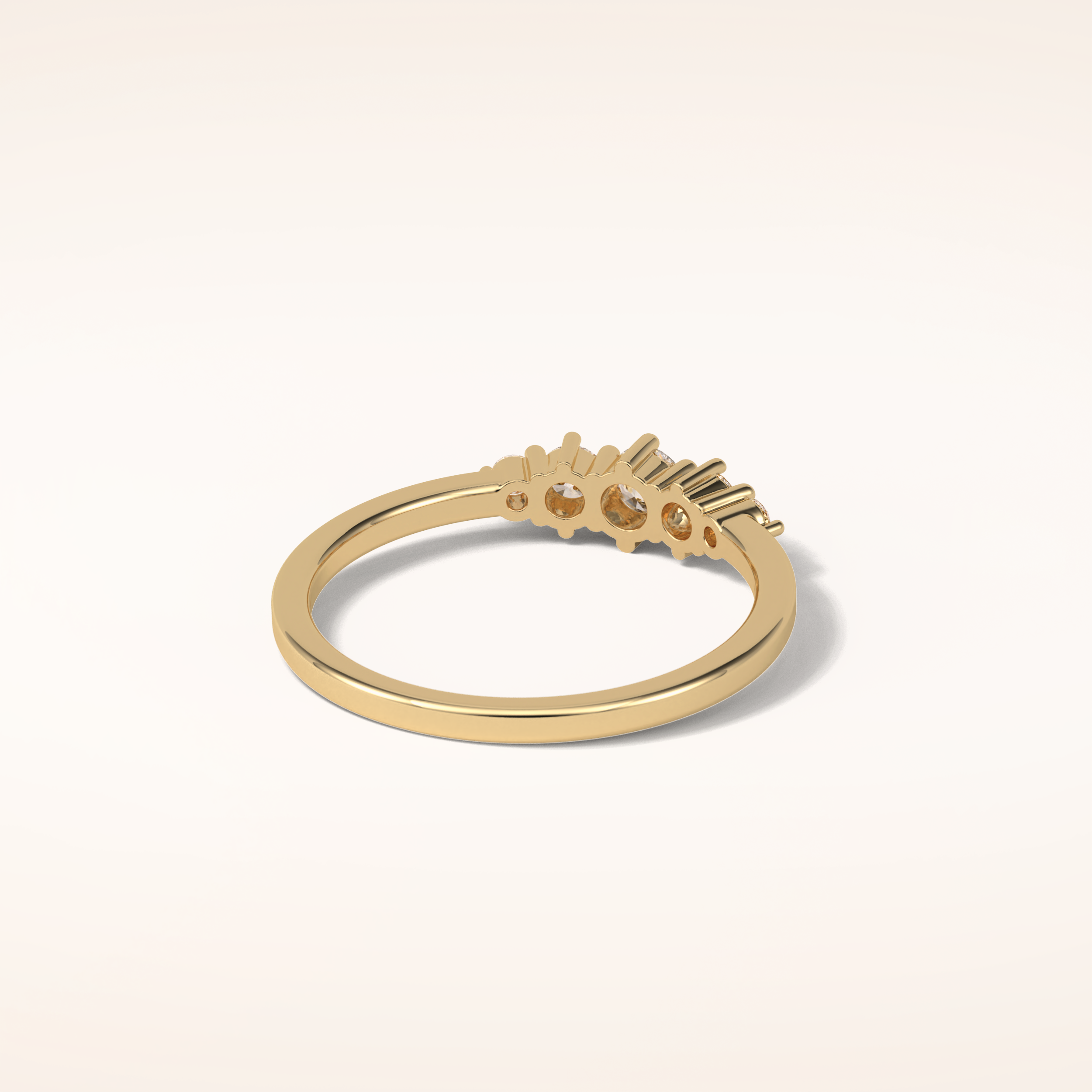 0.3 TCW Round Shaped Moissanite Five Stone Wedding Band