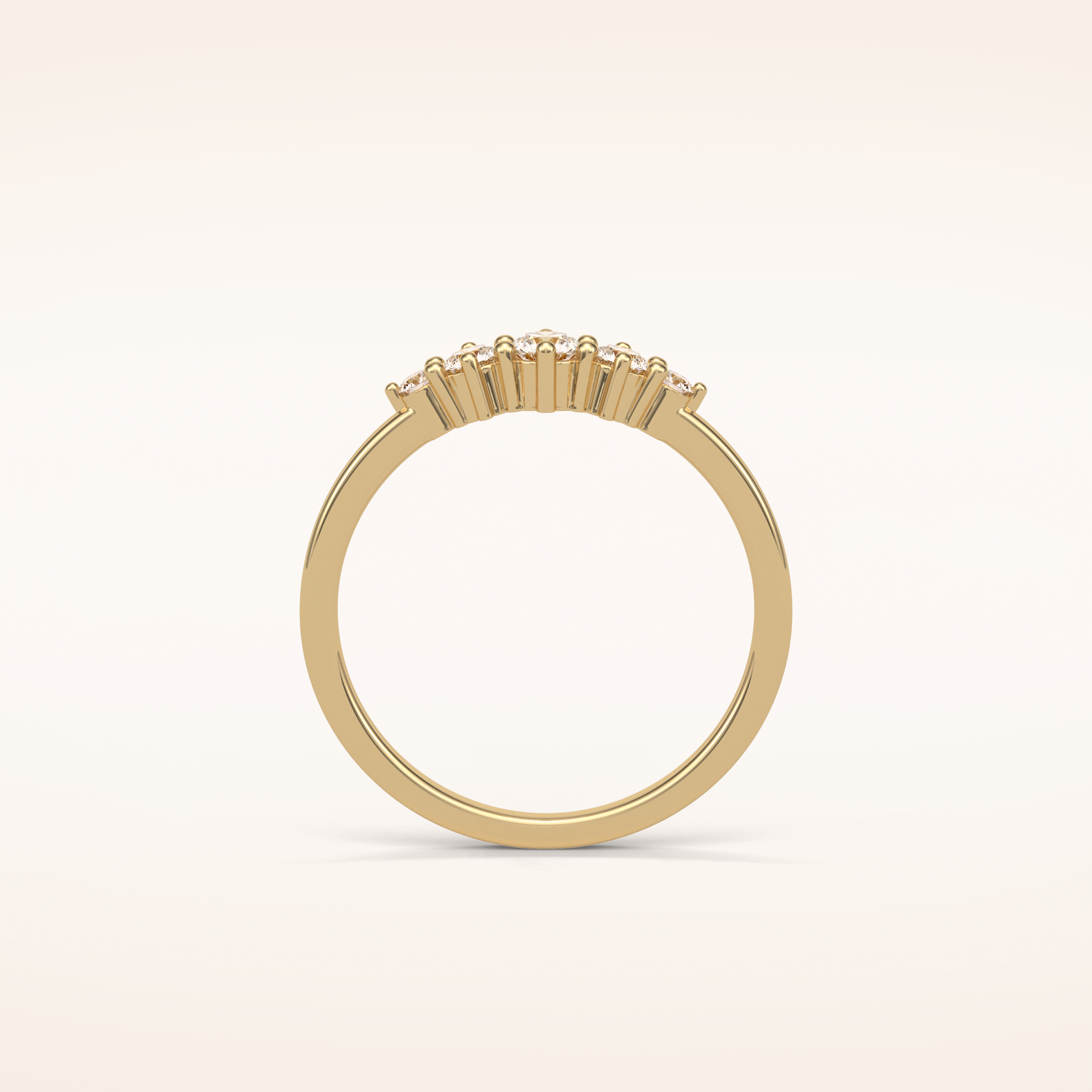 0.3 TCW Round Shaped Moissanite Five Stone Wedding Band