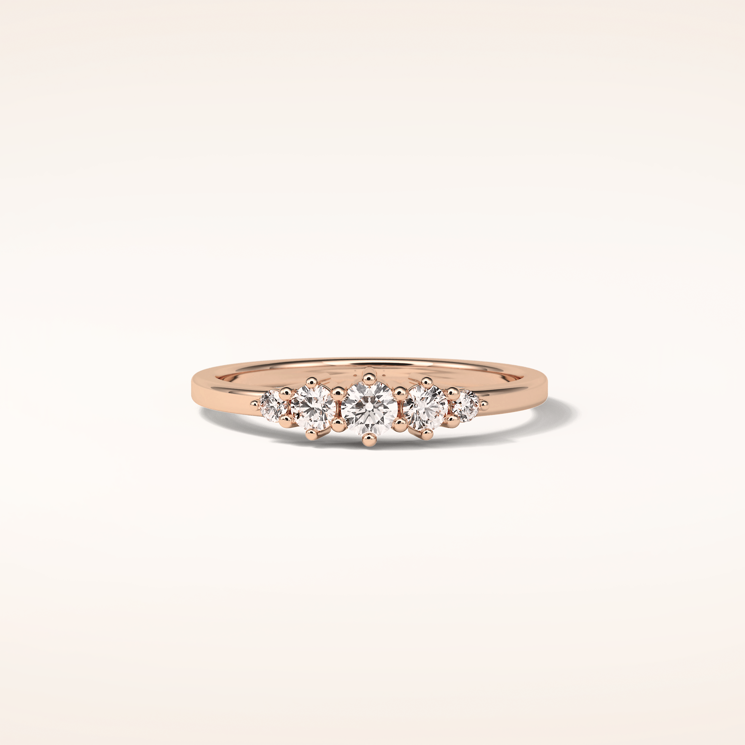 0.3 TCW Round Shaped Moissanite Five Stone Wedding Band