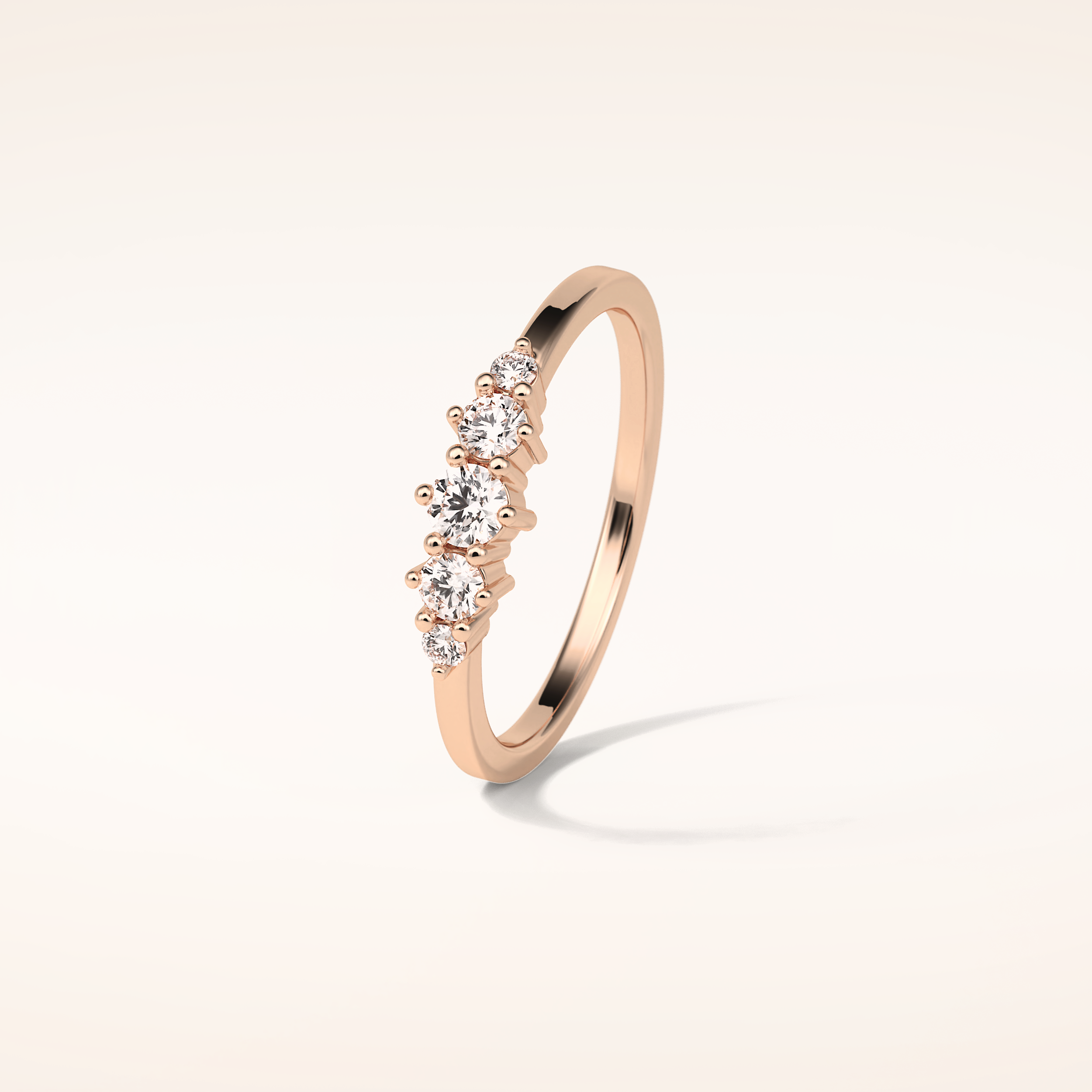 0.3 TCW Round Shaped Moissanite Five Stone Wedding Band