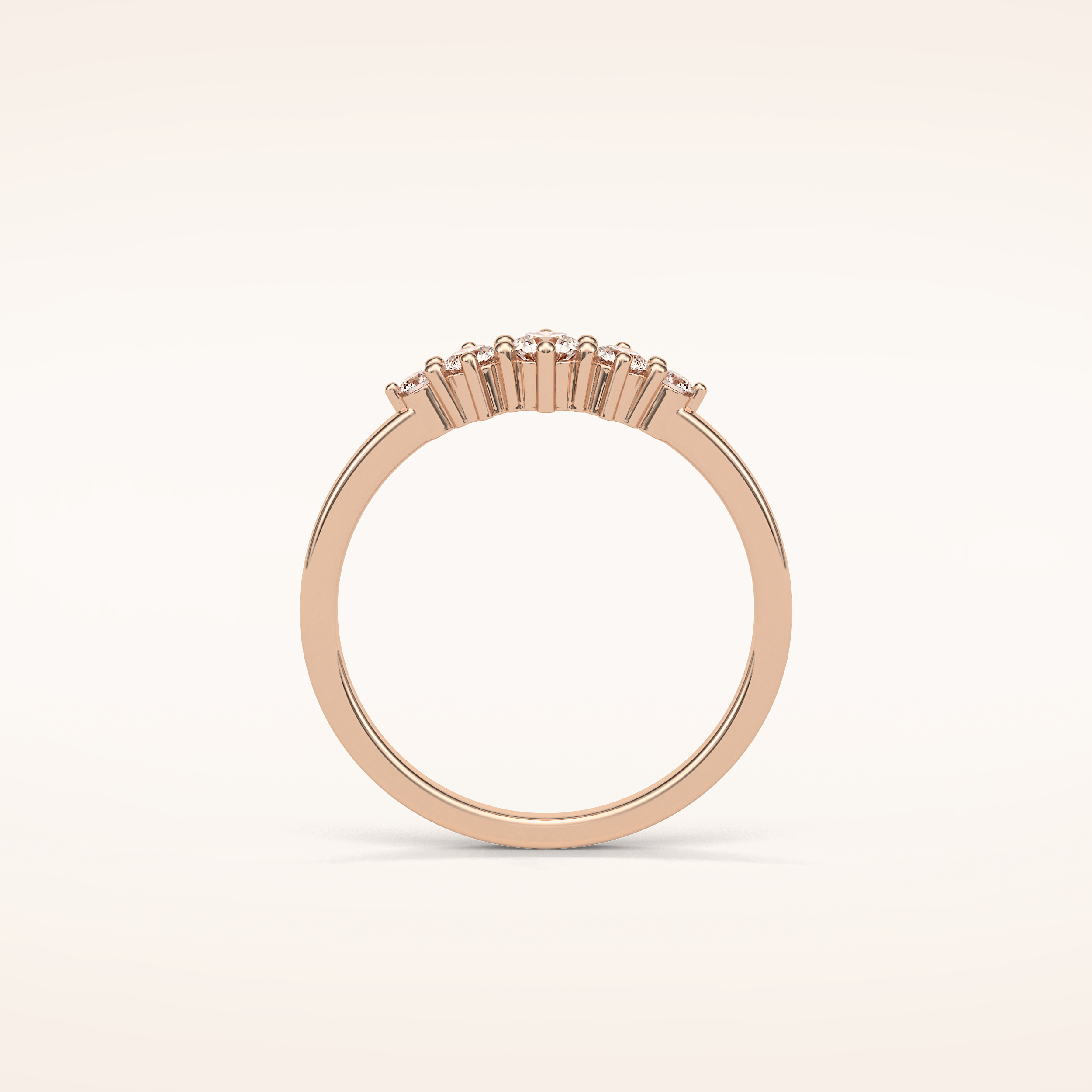 0.3 TCW Round Shaped Moissanite Five Stone Wedding Band