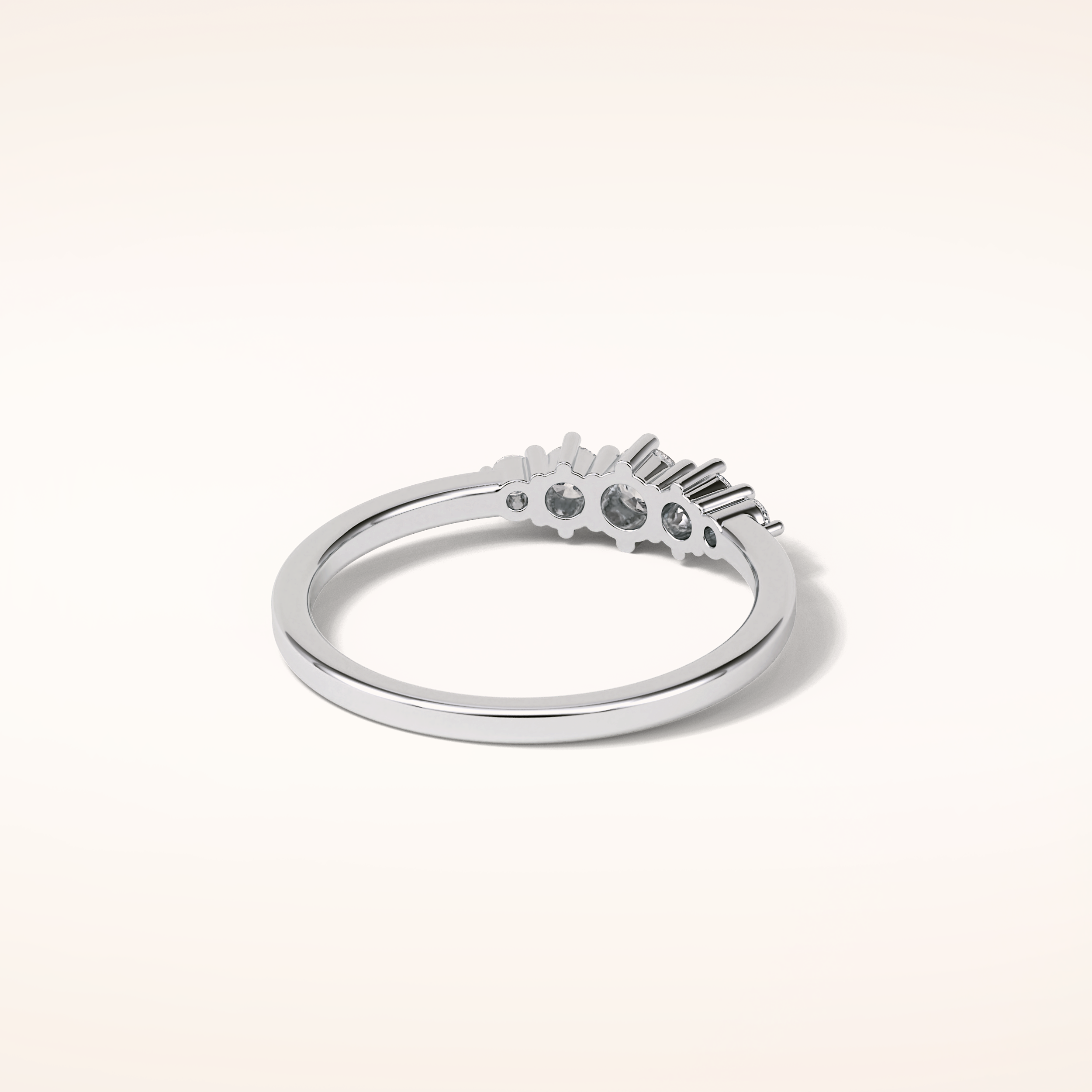 0.3 TCW Round Shaped Moissanite Five Stone Wedding Band