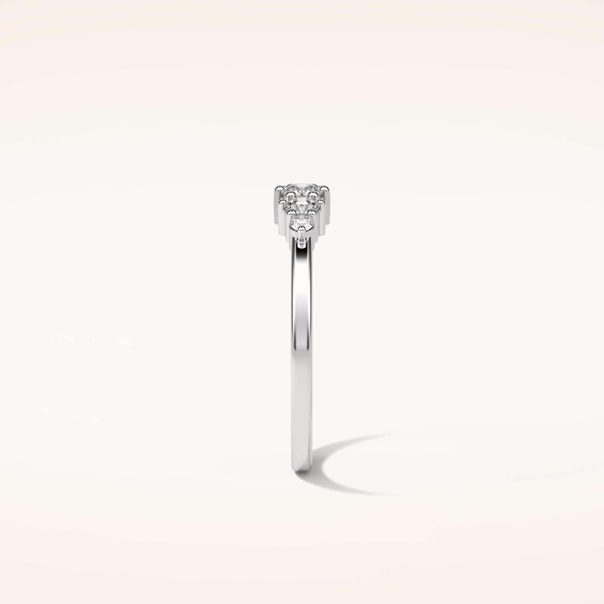 0.3 TCW Round Shaped Moissanite Five Stone Wedding Band