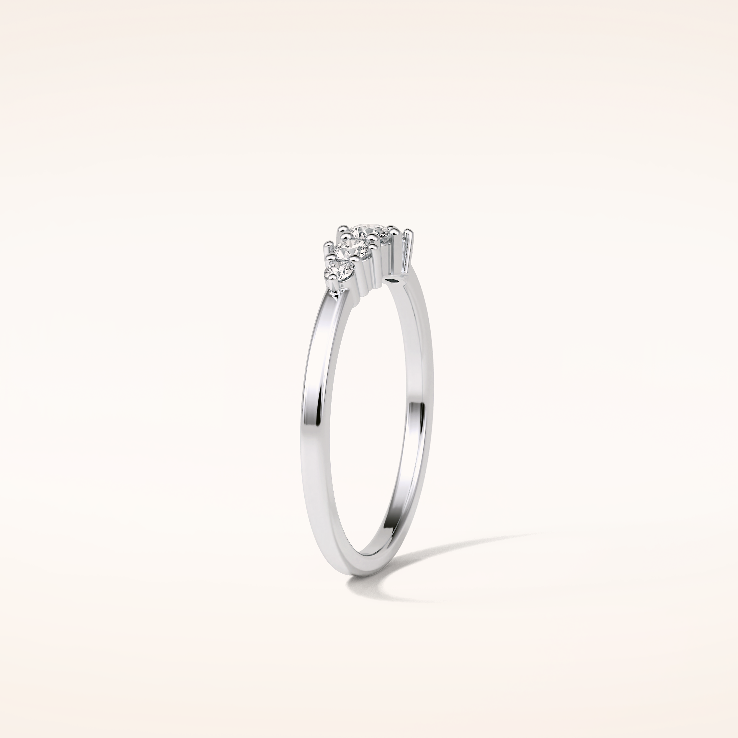 0.3 TCW Round Shaped Moissanite Five Stone Wedding Band