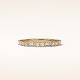 0.64 Round & Baguette Shaped Moissanite Half Eternity Wedding Band