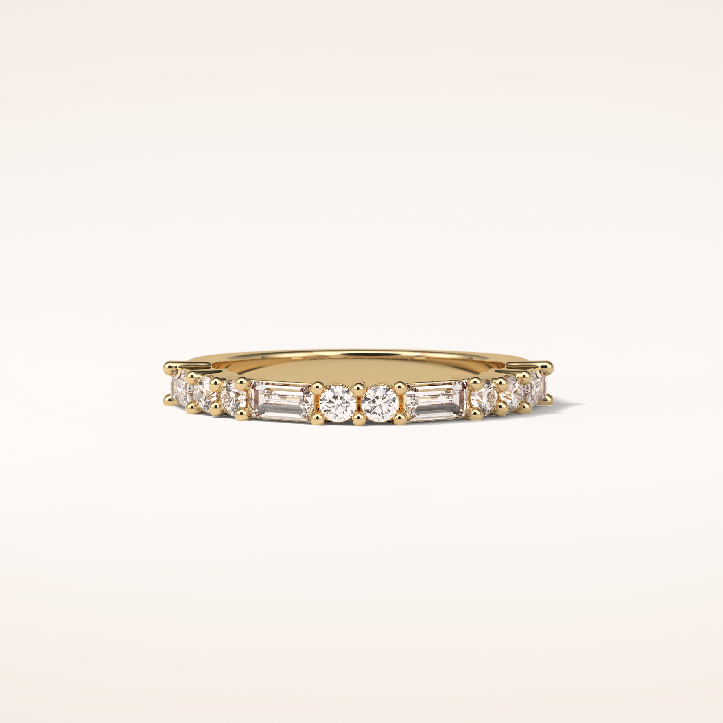 0.64 Round & Baguette Shaped Moissanite Half Eternity Wedding Band