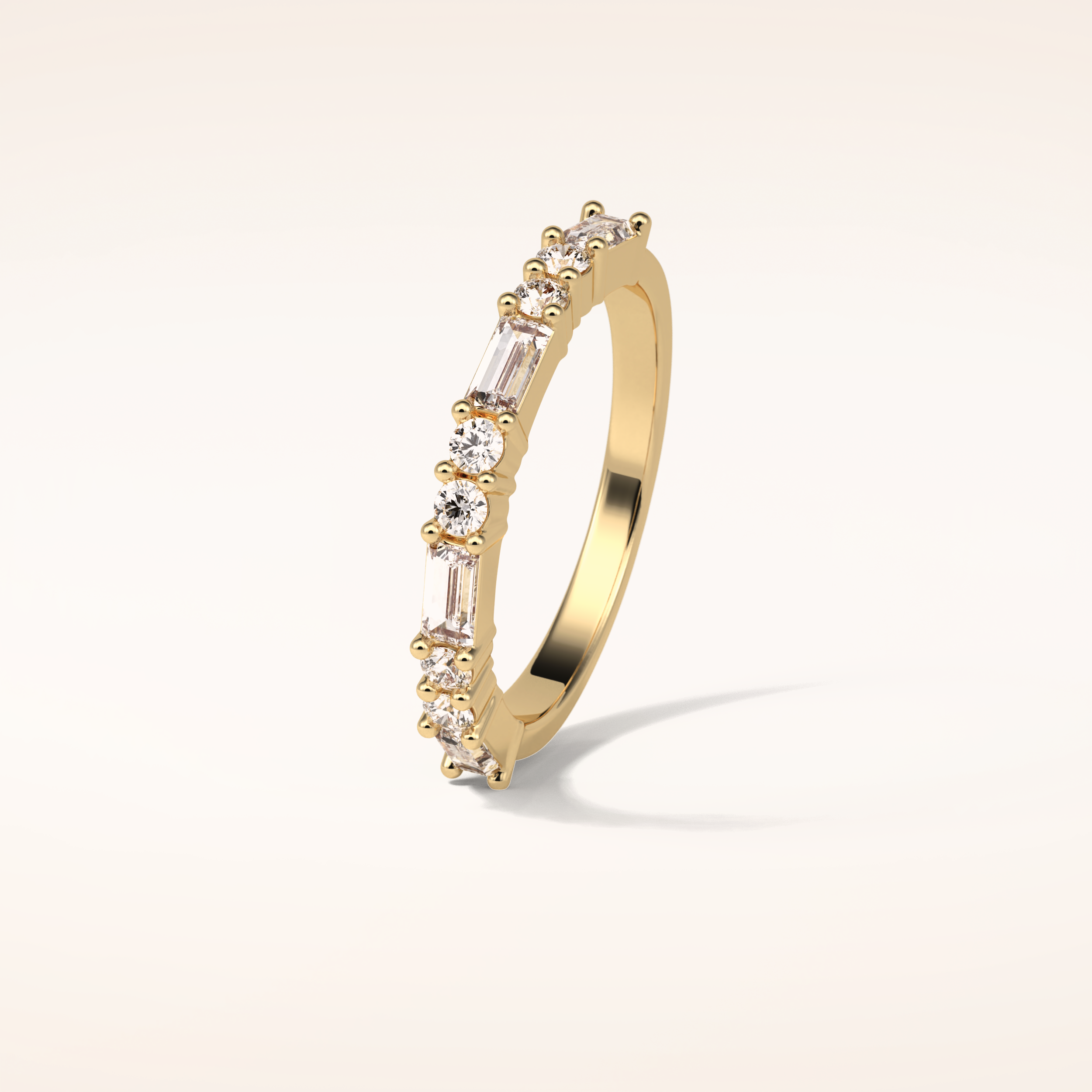 0.64 Round & Baguette Shaped Moissanite Half Eternity Wedding Band