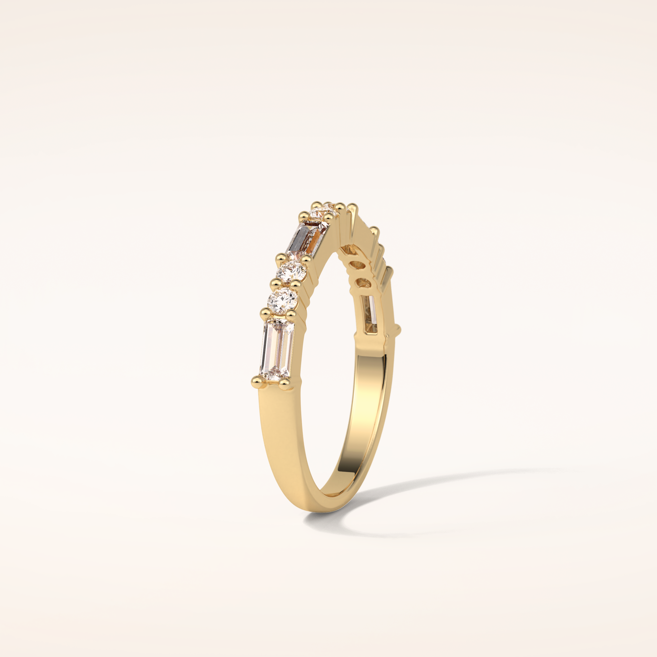 0.64 Round & Baguette Shaped Moissanite Half Eternity Wedding Band