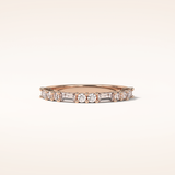 0.64 Round & Baguette Shaped Moissanite Half Eternity Wedding Band