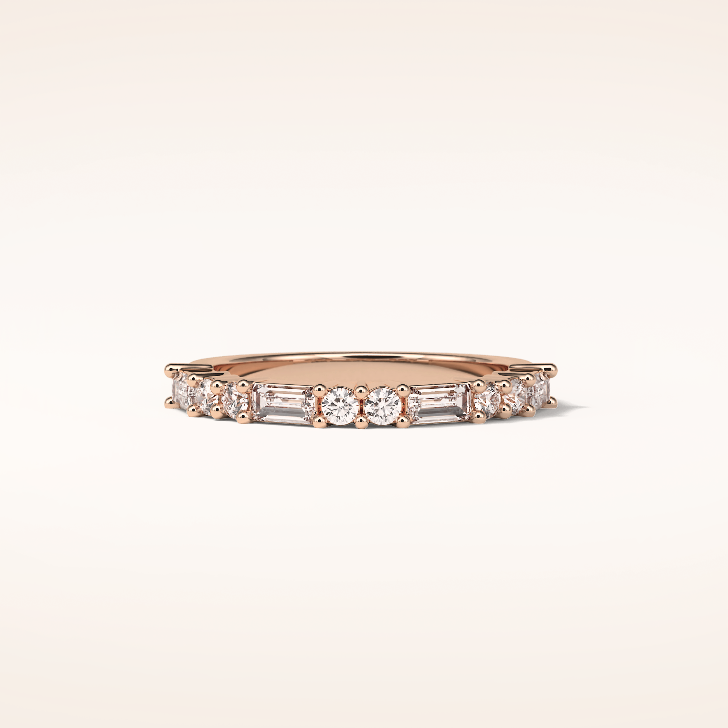 0.64 Round & Baguette Shaped Moissanite Half Eternity Wedding Band