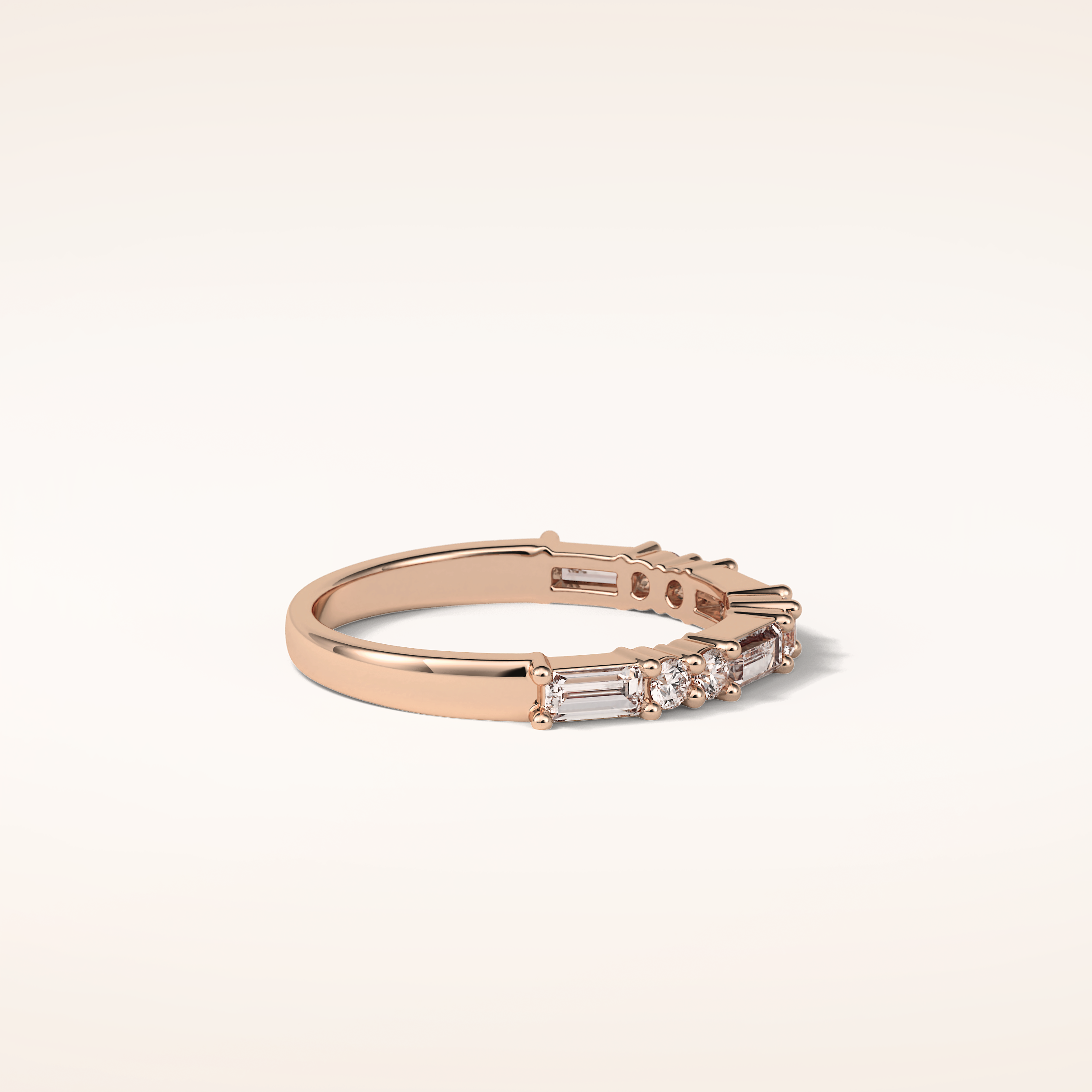 0.64 Round & Baguette Shaped Moissanite Half Eternity Wedding Band