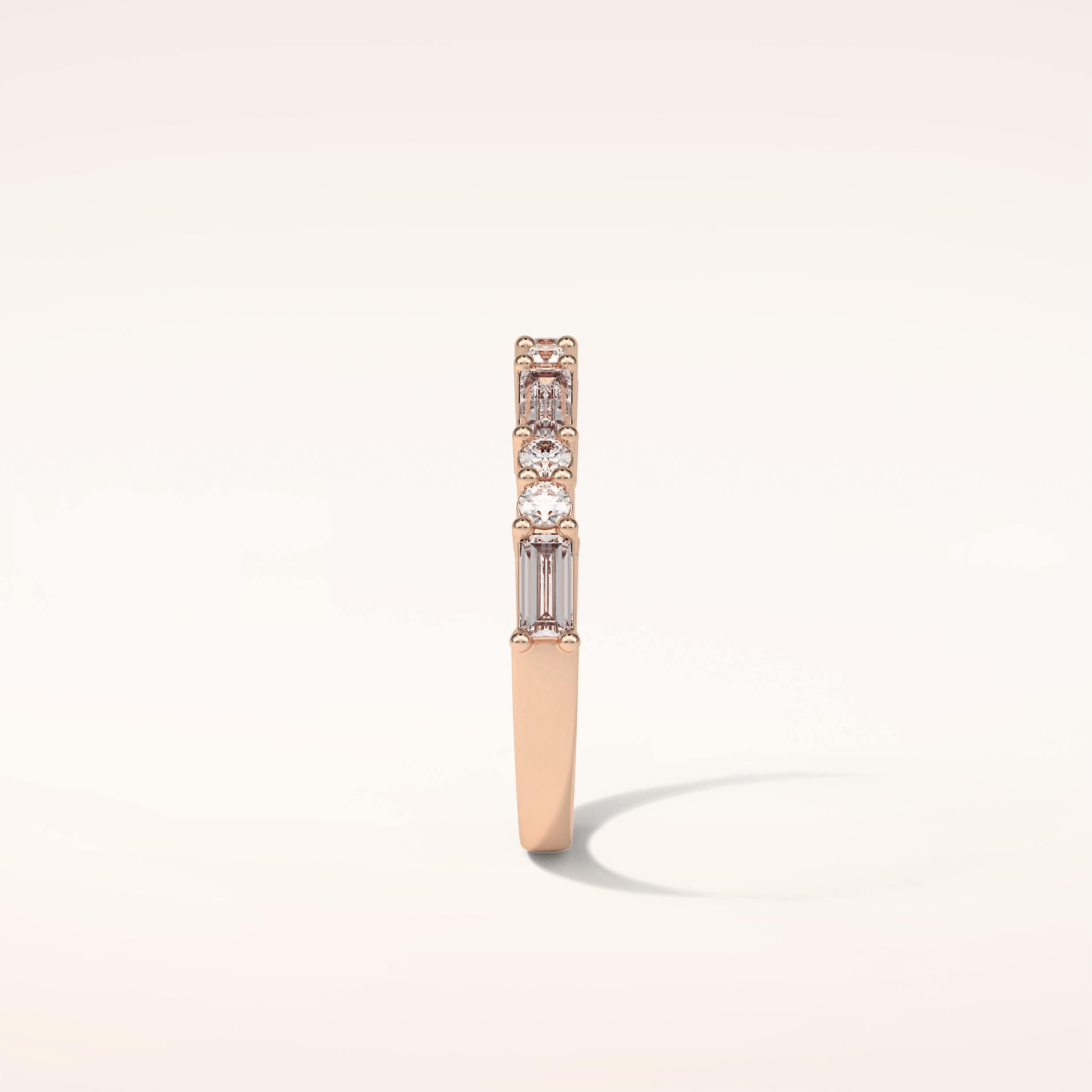 0.64 Round & Baguette Shaped Moissanite Half Eternity Wedding Band