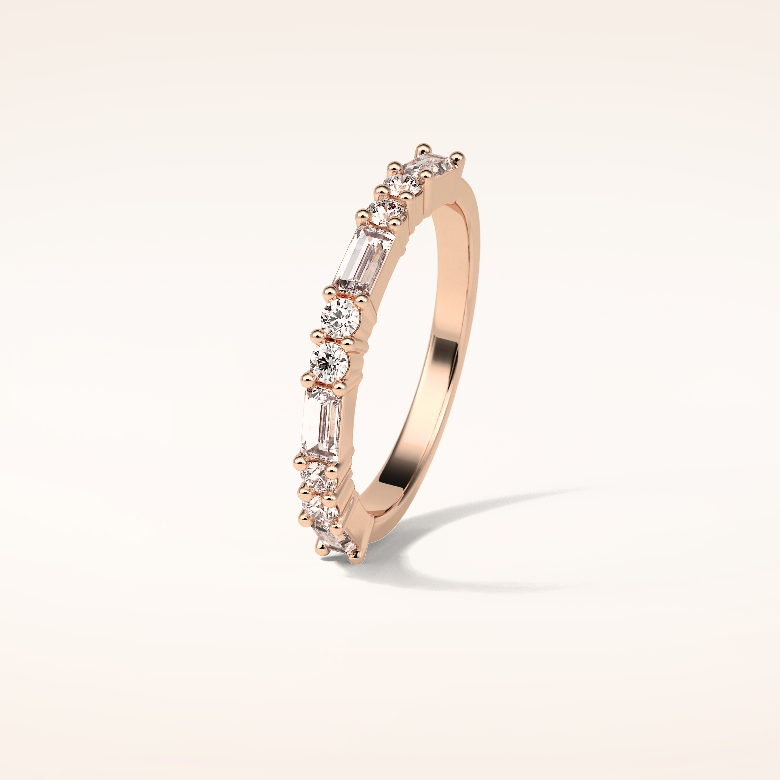 0.64 Round & Baguette Shaped Moissanite Half Eternity Wedding Band