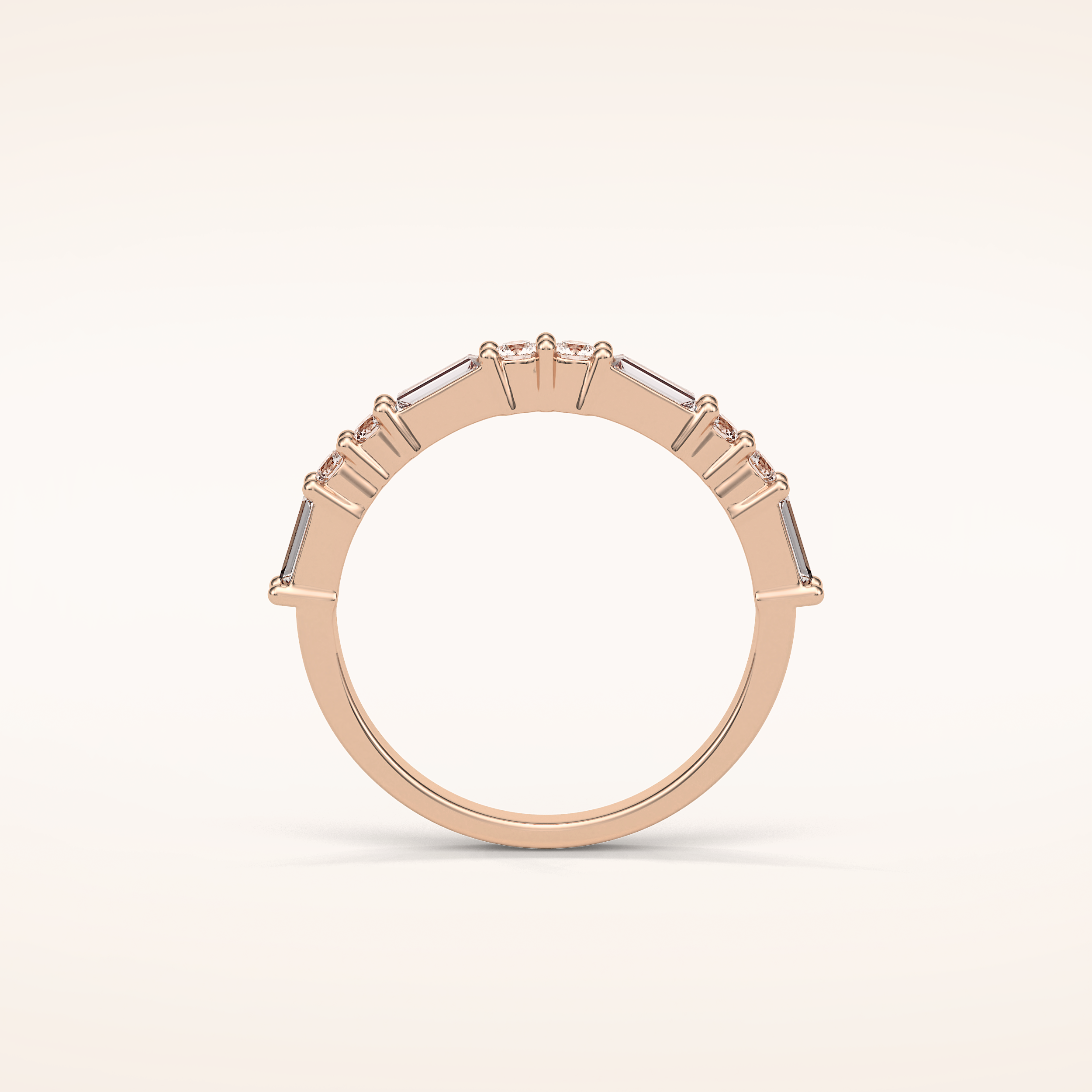 0.64 Round & Baguette Shaped Moissanite Half Eternity Wedding Band