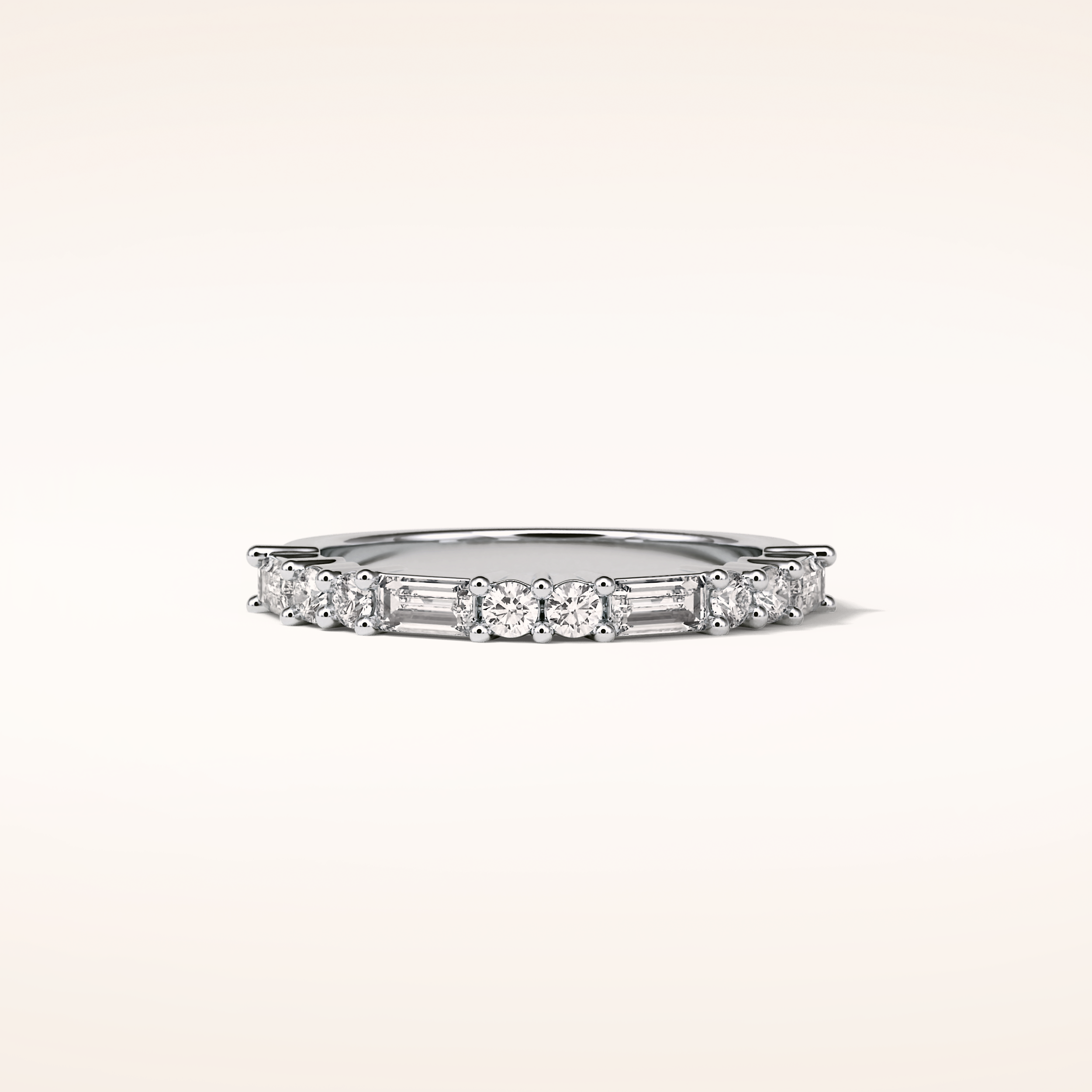 0.64 Round & Baguette Shaped Moissanite Half Eternity Wedding Band