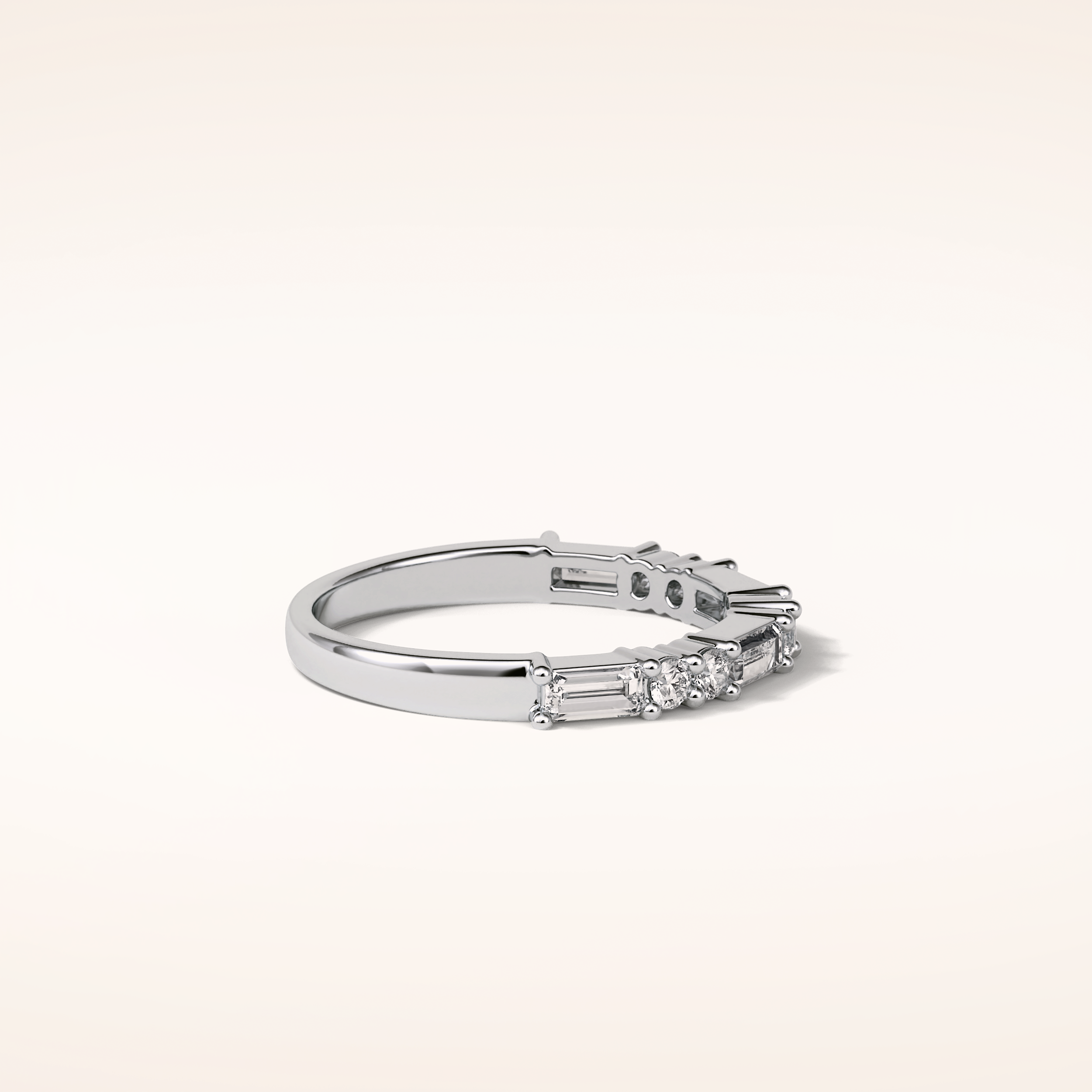 0.64 Round & Baguette Shaped Moissanite Half Eternity Wedding Band