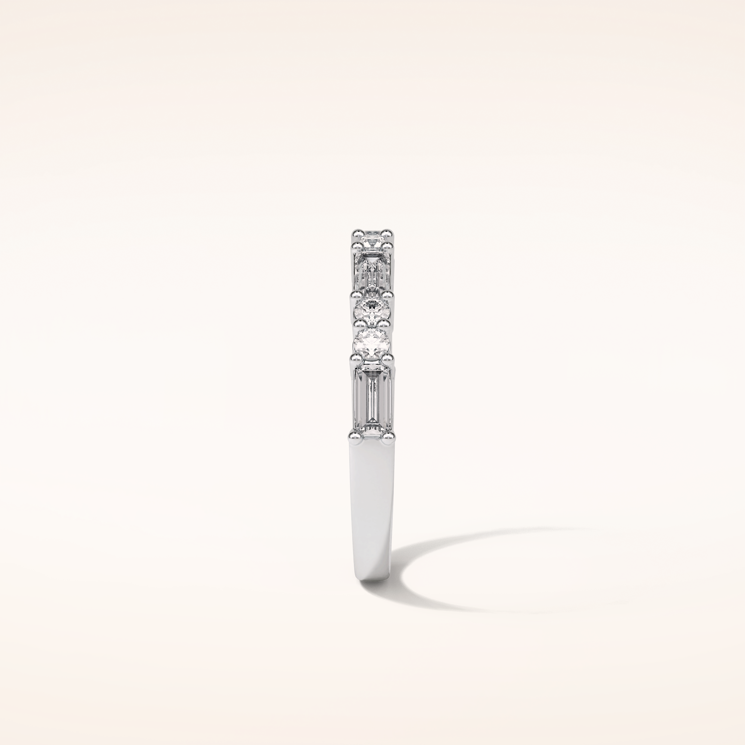 0.64 Round & Baguette Shaped Moissanite Half Eternity Wedding Band