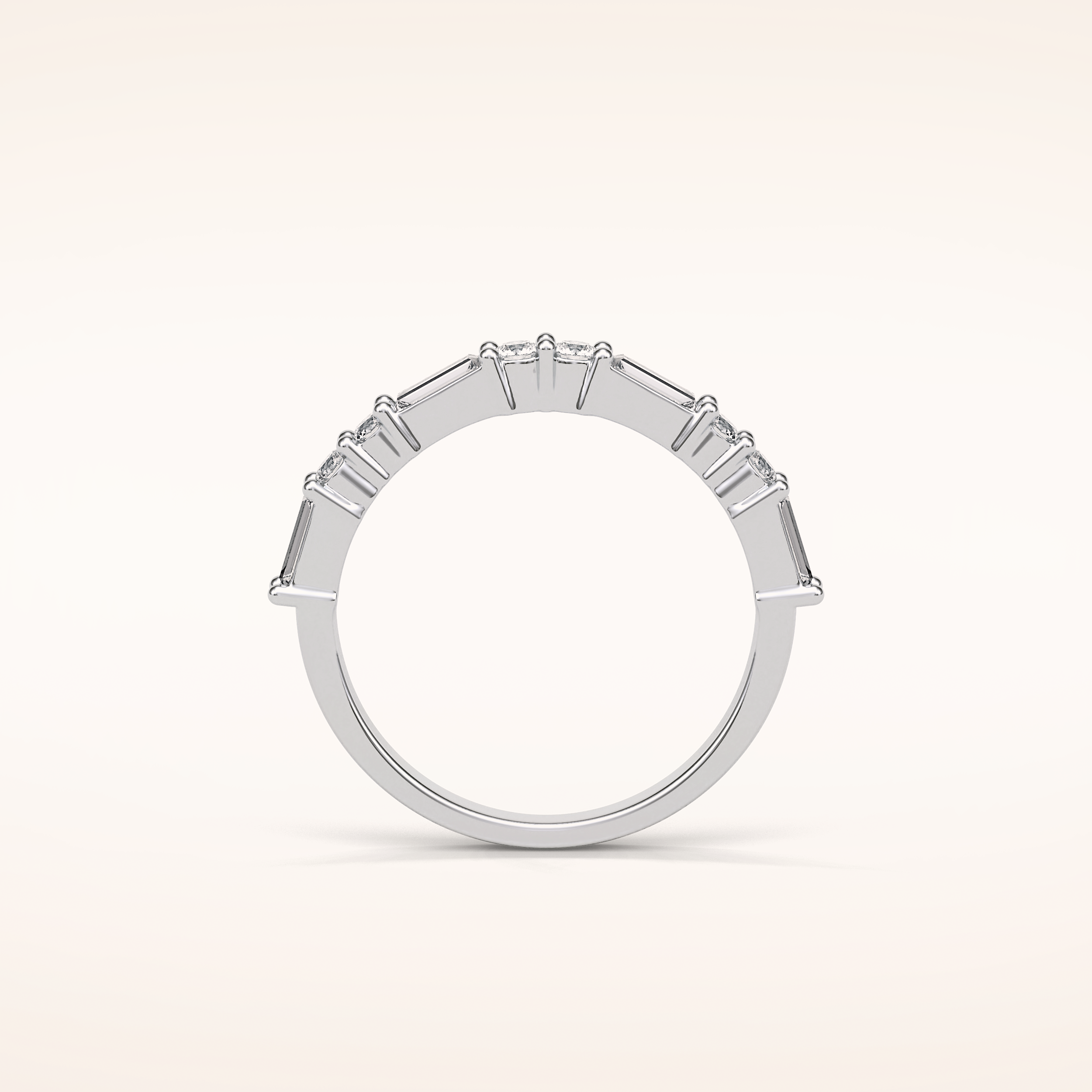 0.64 Round & Baguette Shaped Moissanite Half Eternity Wedding Band